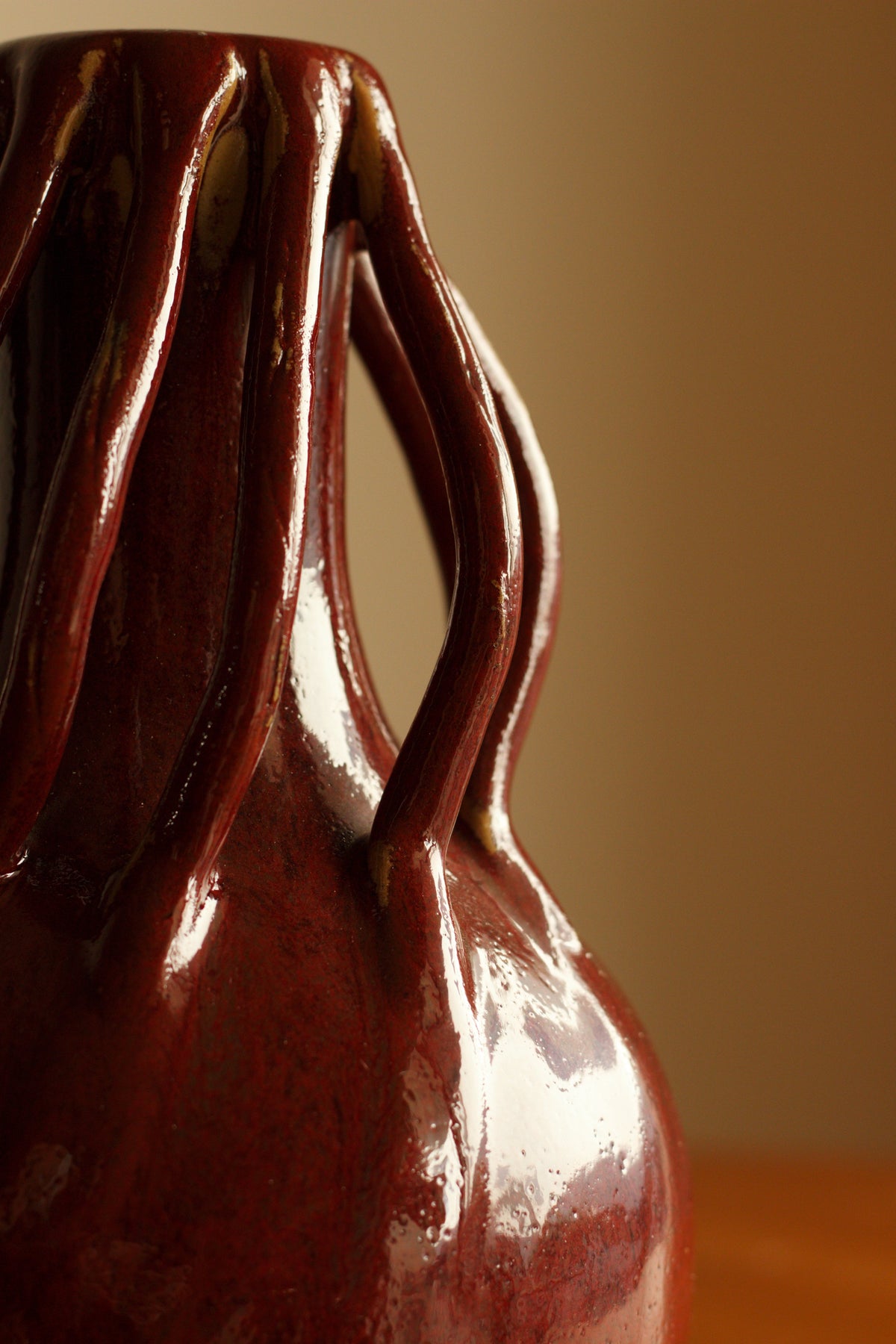 Oxblood Ceramic Loop Vase — detail view