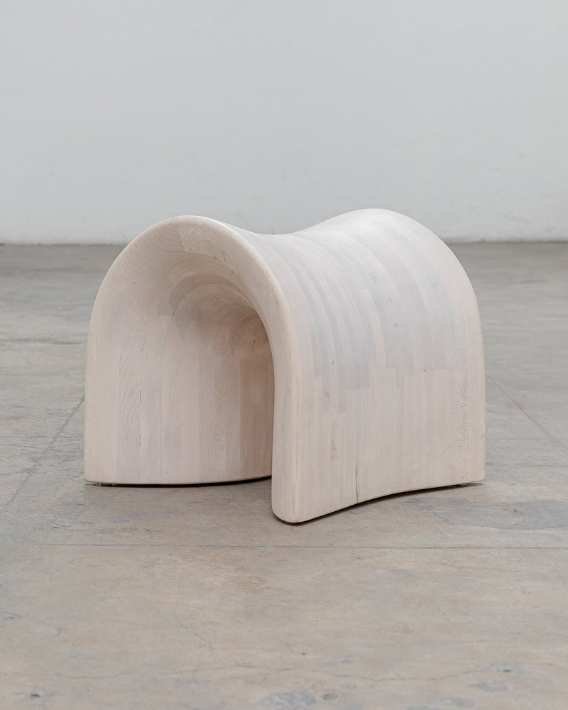 Solid Oak Stool - TORO Series by Daniel Couttolenc, Cream Wash Finish by Daniel Couttolenc | The Oblist