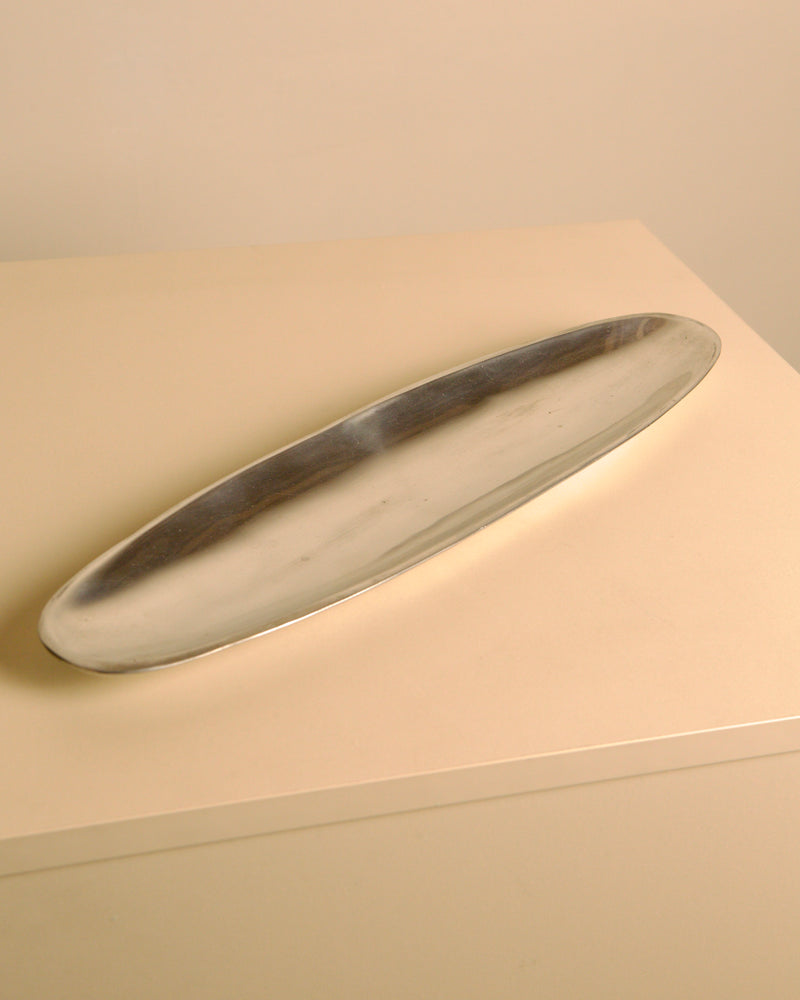 Large Italian Cast Aluminum Valet Tray by PLM Design, 1980s | The Oblist — brushed aluminum finish