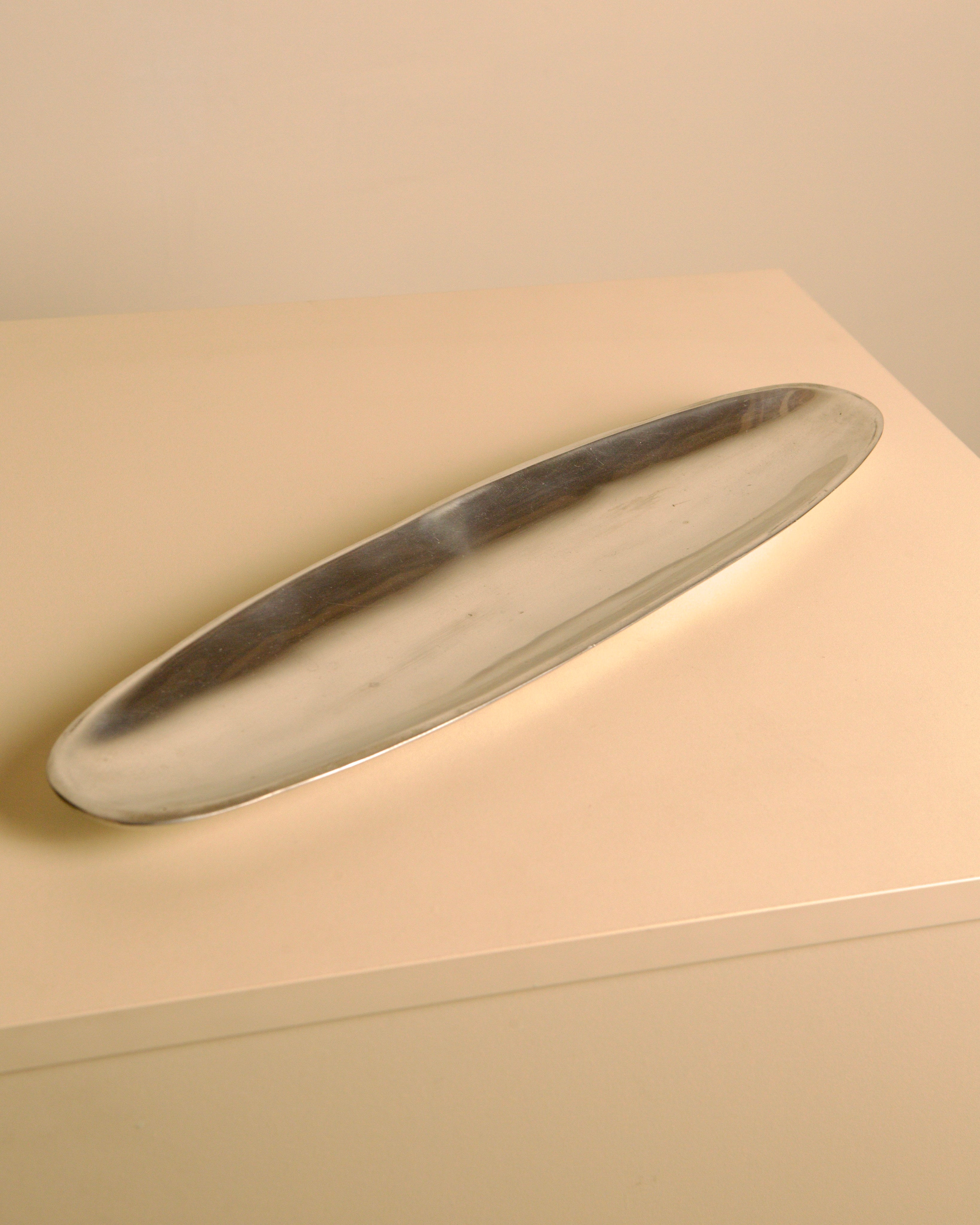 Large Italian Cast Aluminum Valet Tray by PLM Design, 1980s | The Oblist — brushed aluminum finish