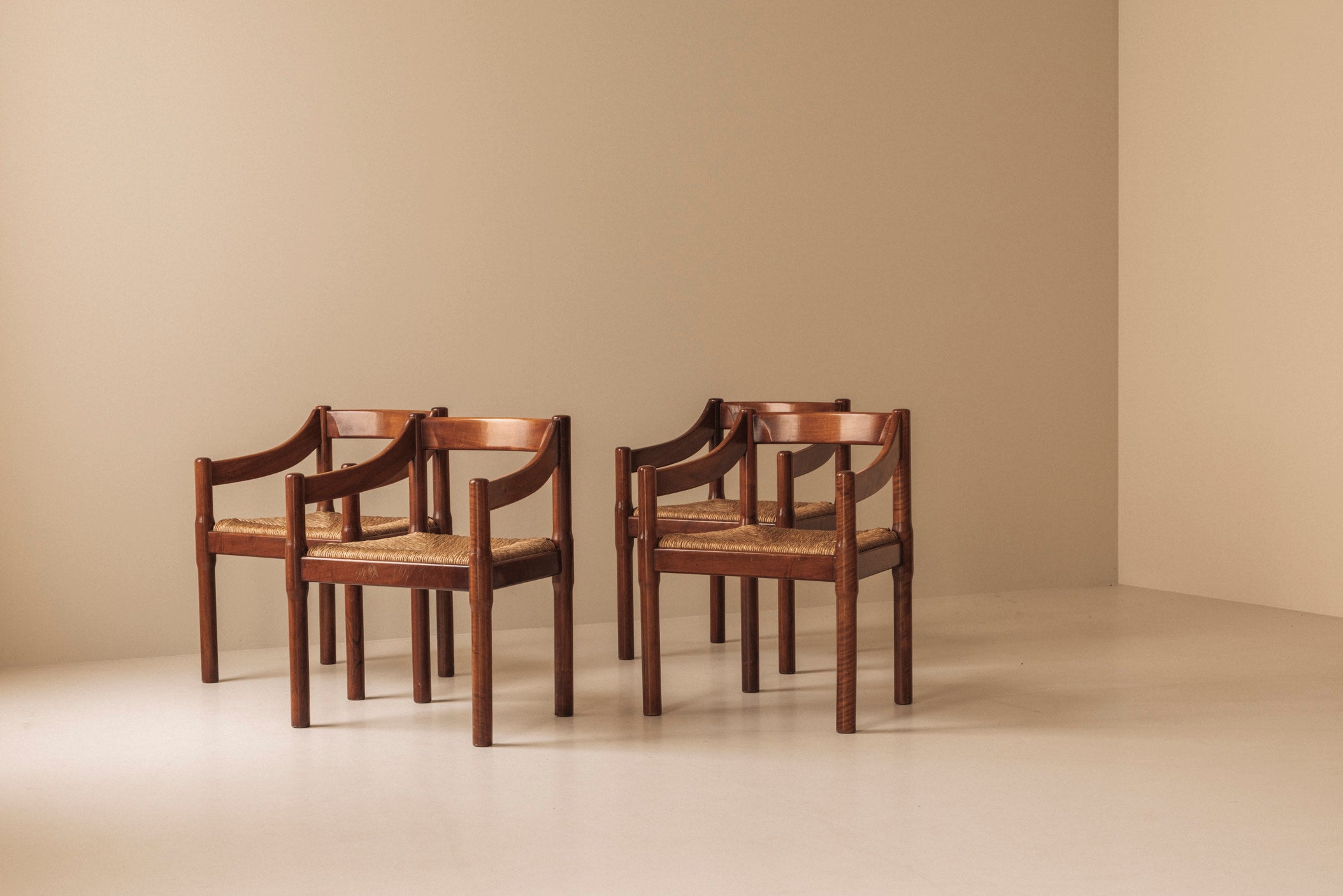 Set of four Carimate chairs by Vico Magistretti for Cassina, Italy 1970s. — side angle
