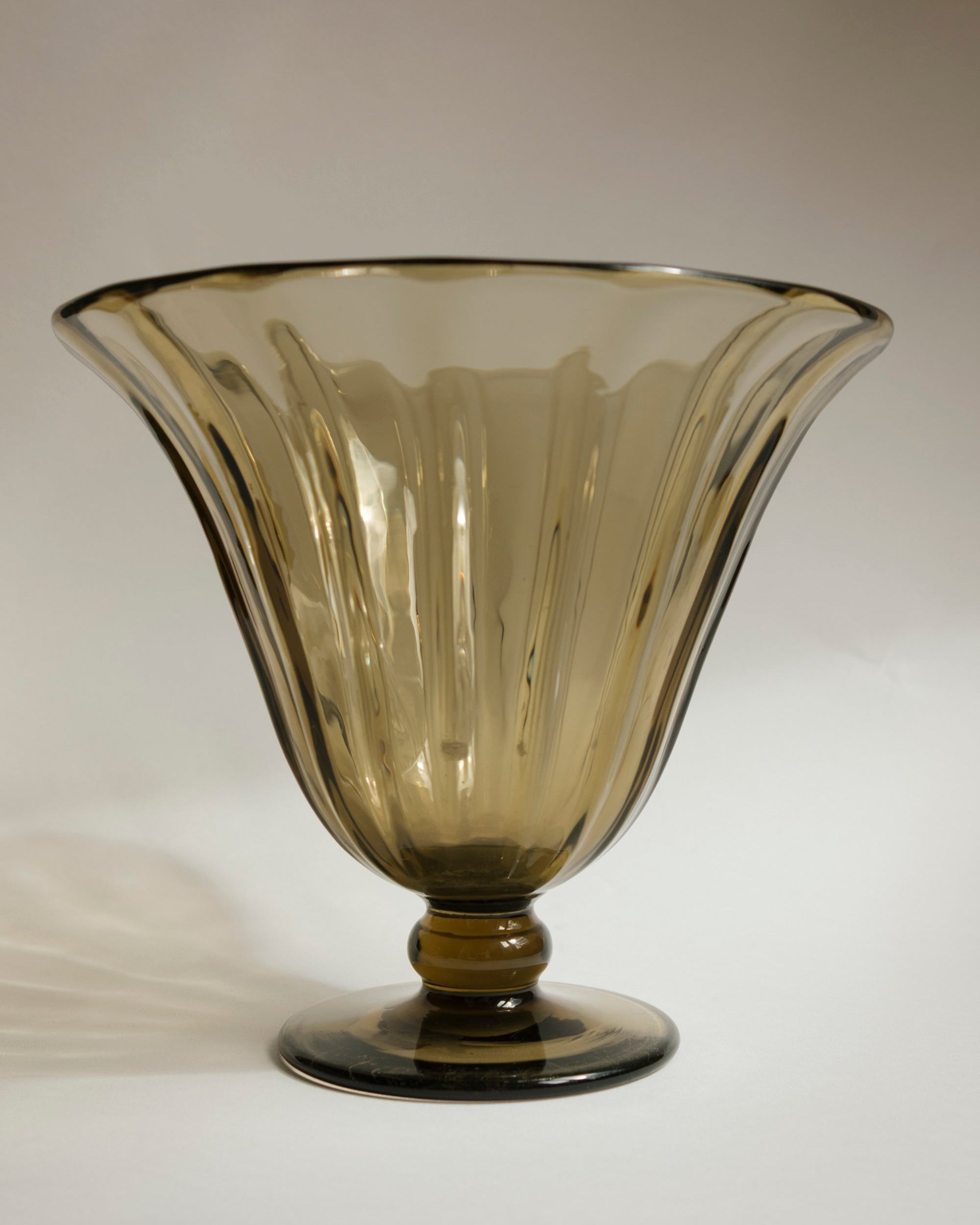 Muller Freres Luneville French Art Deco Glass Tulip Vase, Fume Brown c. 1920s by Trove Paris | The Oblist