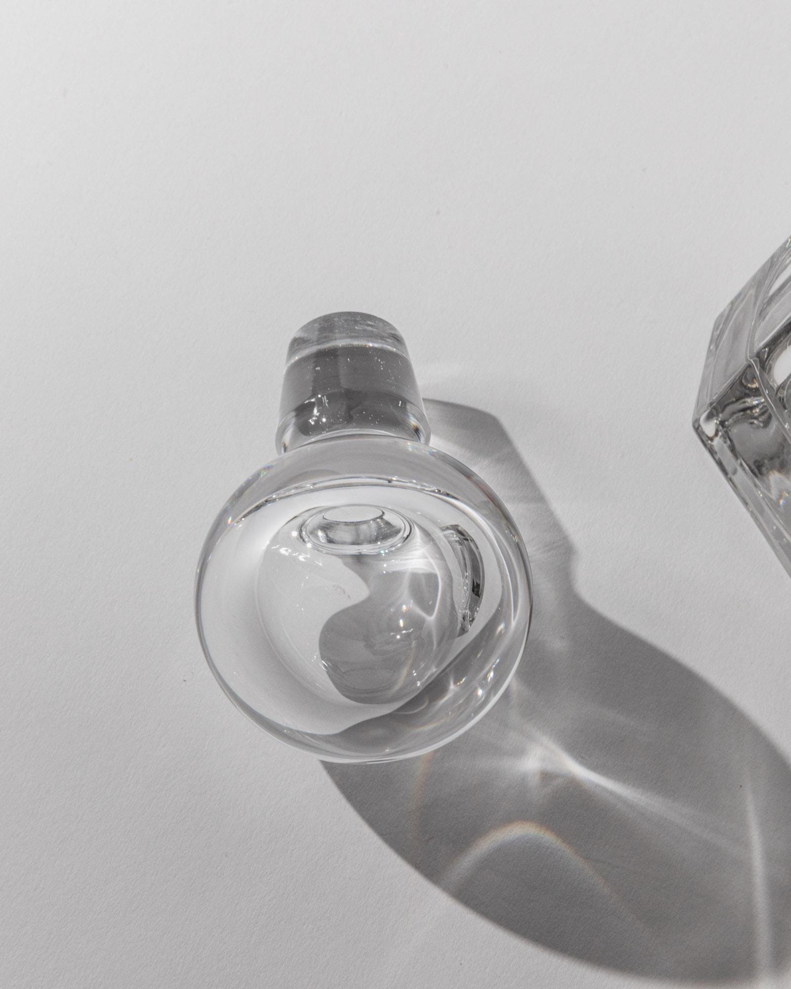 1990s Murano Glass Decanter — top view of clear glass stopper