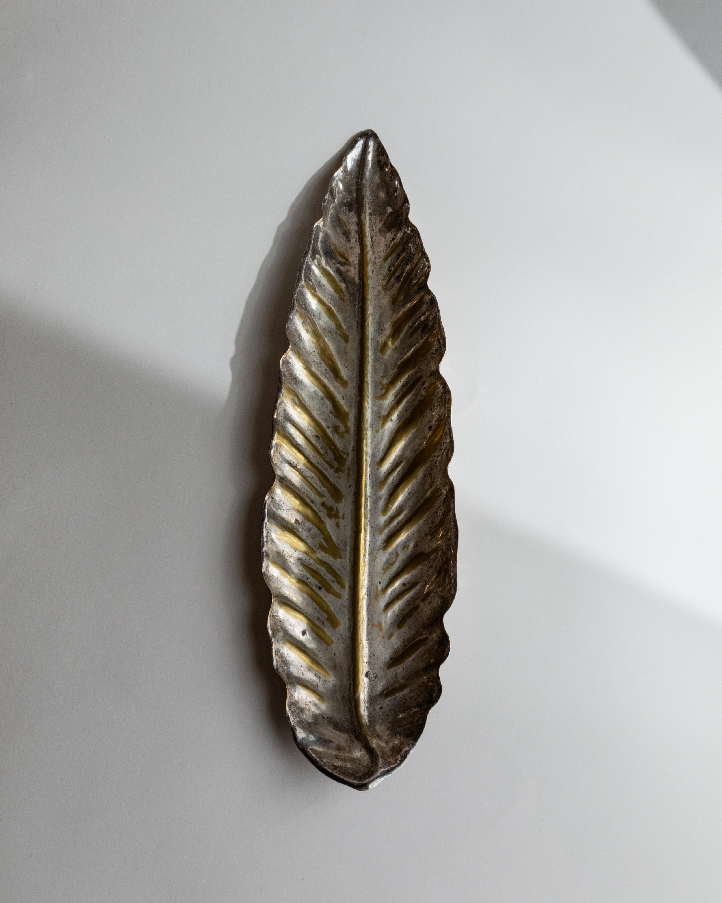 Bol Feuille Plaqué Argent, Italie Années 1970