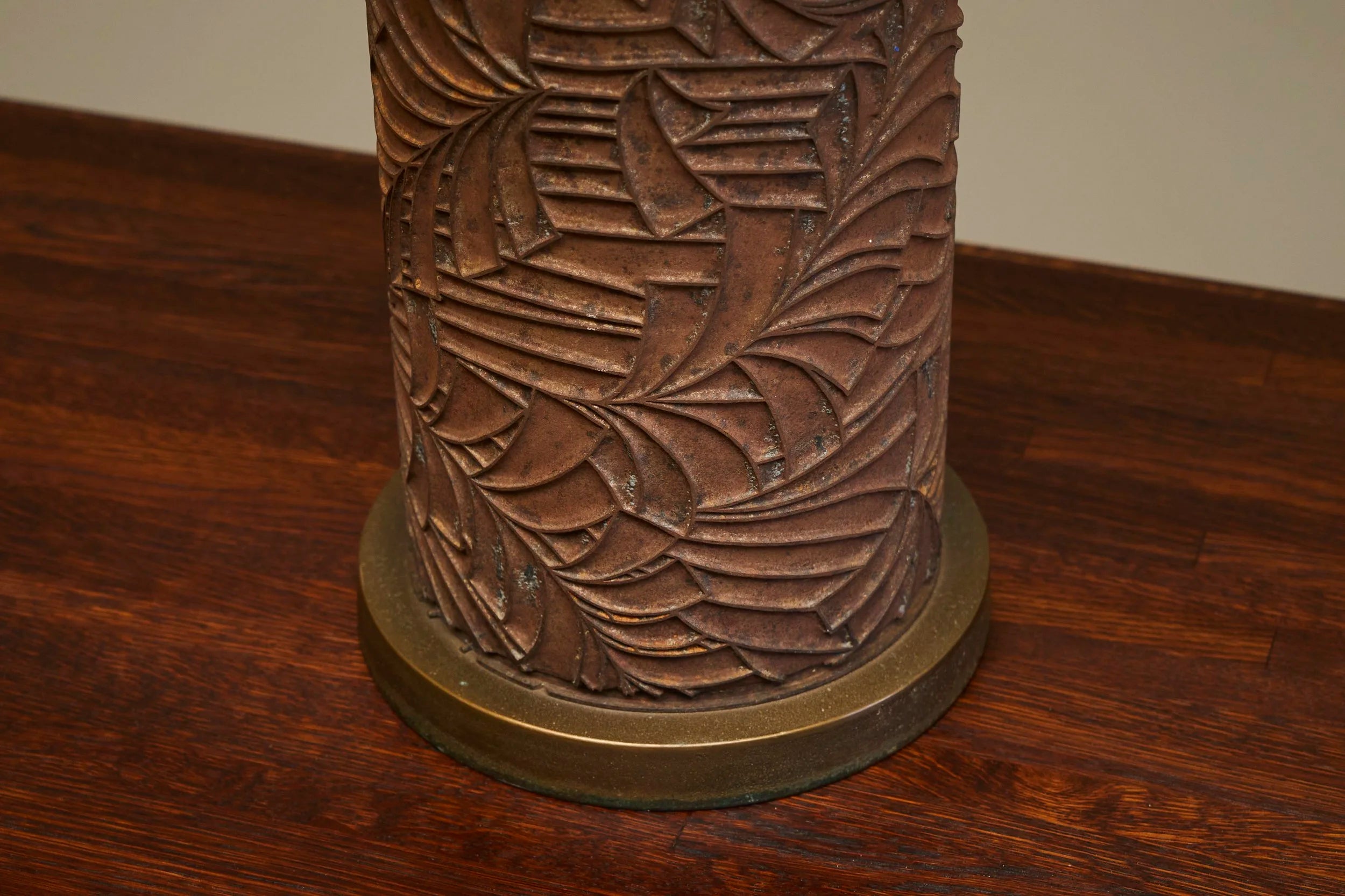 Antoine Callebaut Monumental Table Lamp in Patinated Bronze Belgium 1970s — alternate view