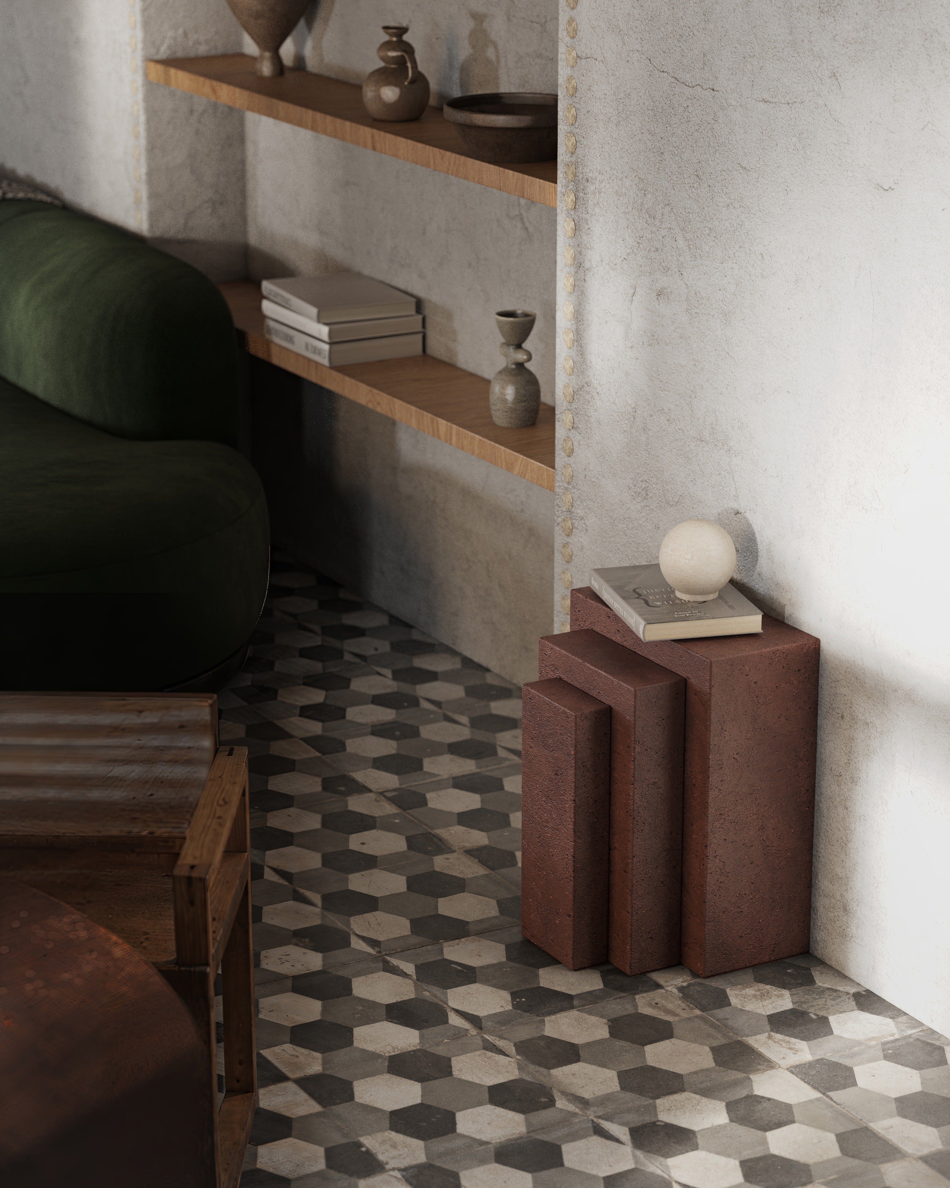 'Coa' Side Table Tezontle — close-up