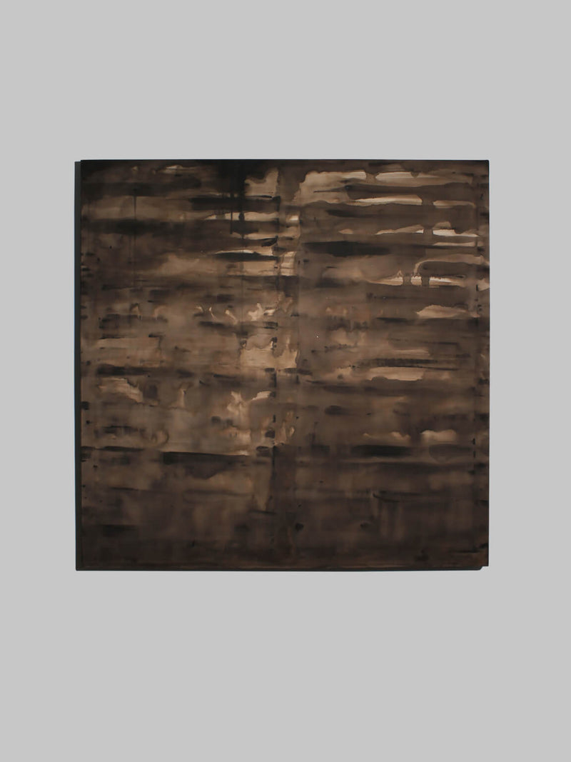 Horizontal Organic Lines In Brown By Karina Savonenko, 100x100cm by Vintage Stories | The Oblist