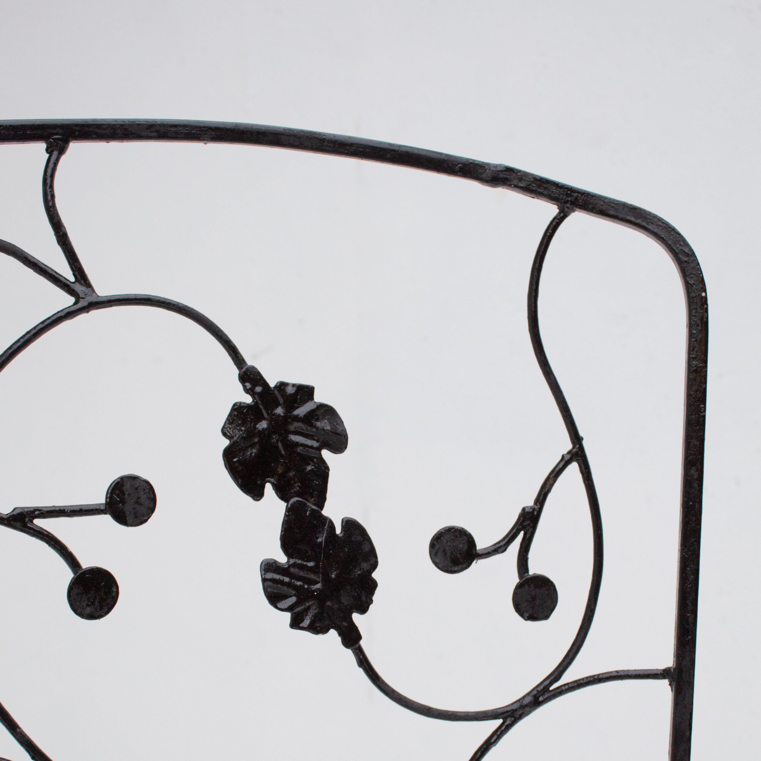 Set of Three Decorative Wrought Iron Garden Chairs with Floral Backrests — additional view