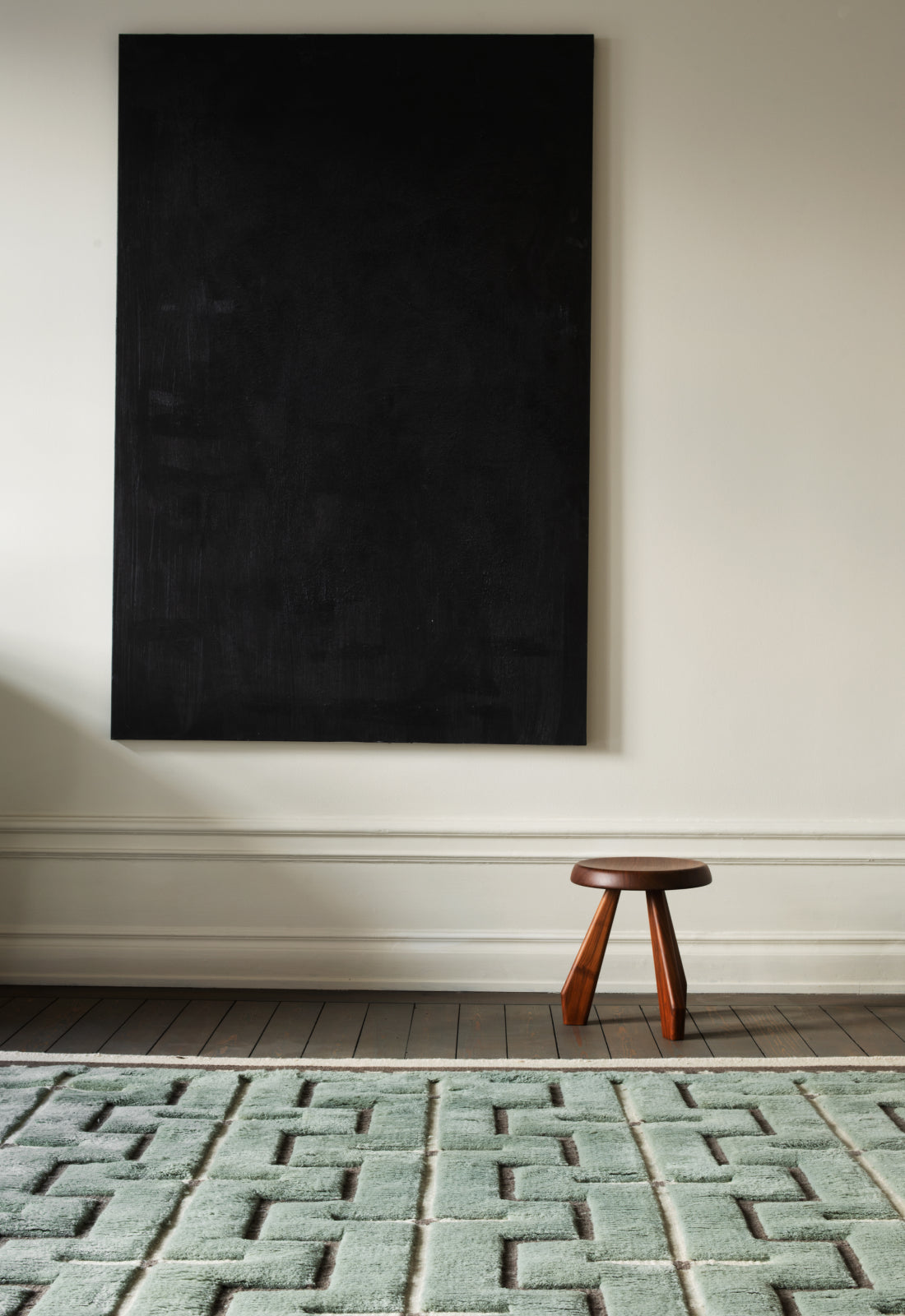 'Johanna' Handwoven Rug in New Zealand Wool, Sage — lifestyle setting