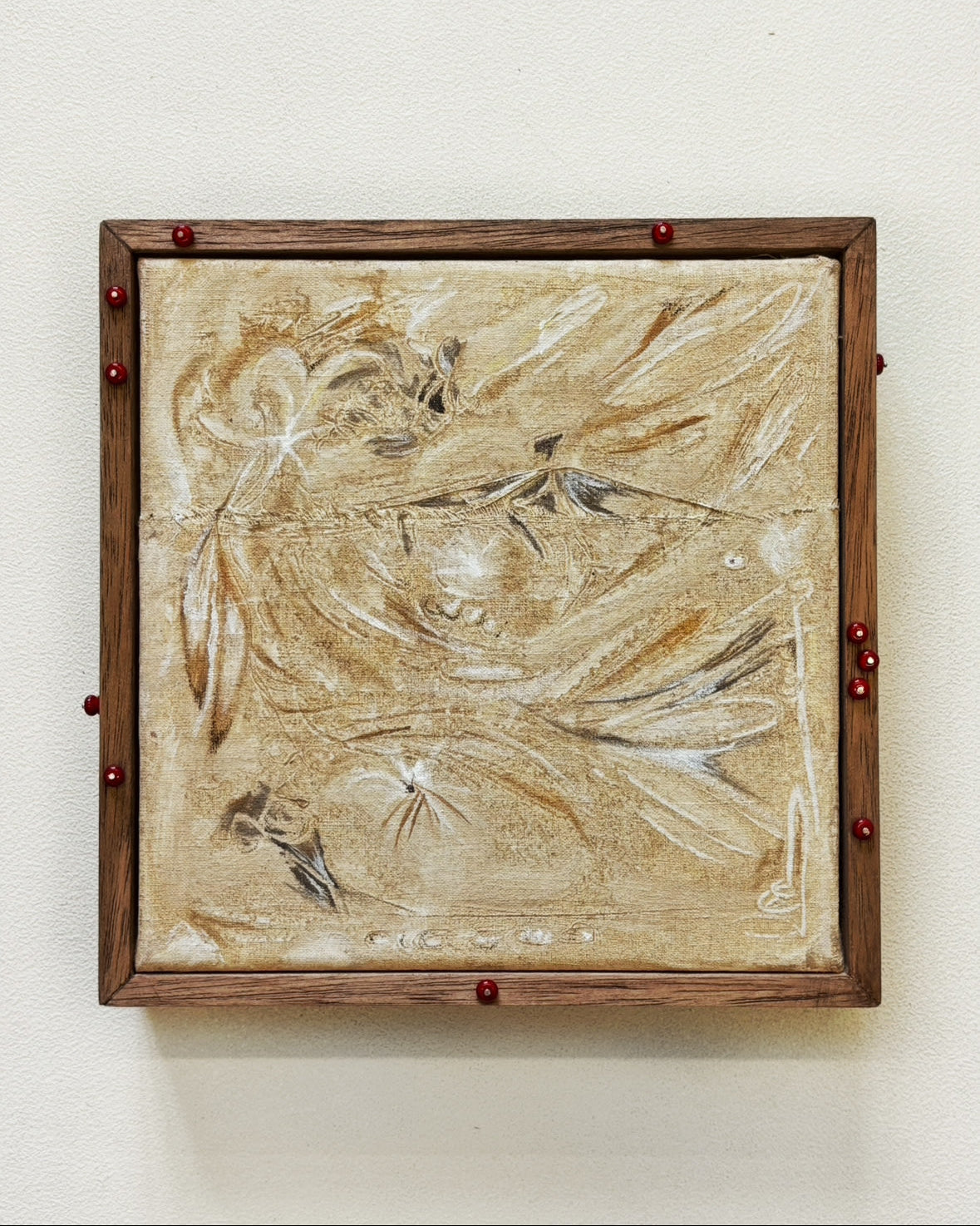 'August' Painting in Wood with Glass beads by Cate Adriana | The Oblist