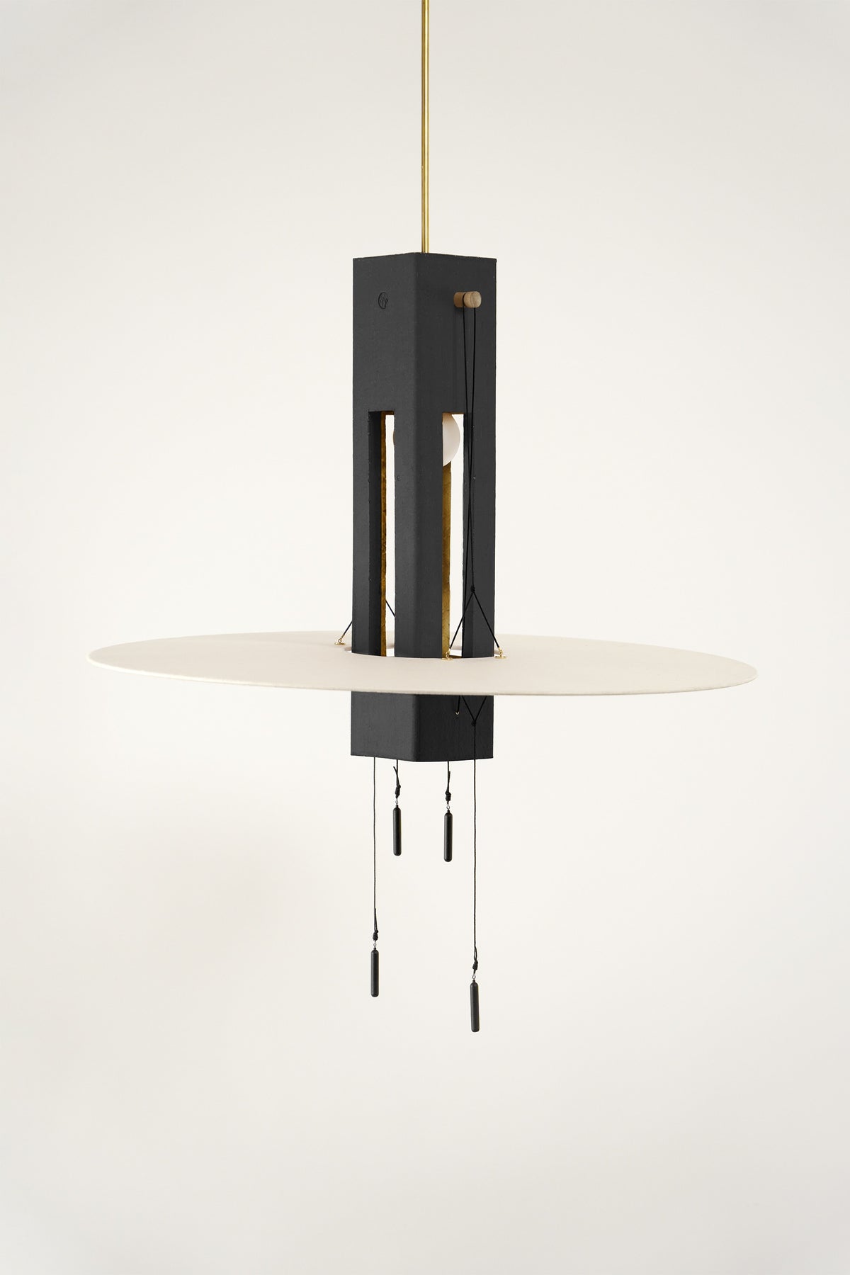 Nova Pendant Light - Black terracotta & Gold. — detail view
