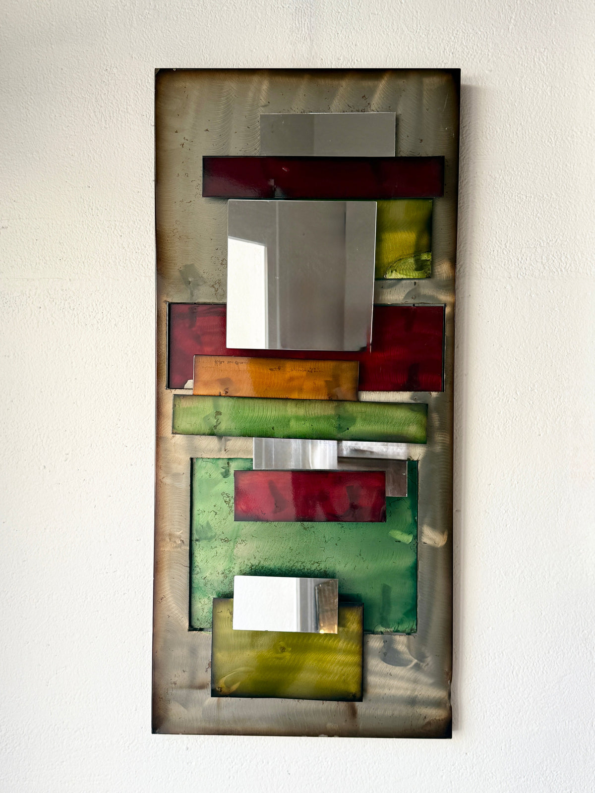 Large Polychrome Metal Mirror — 1970s — lifestyle setting