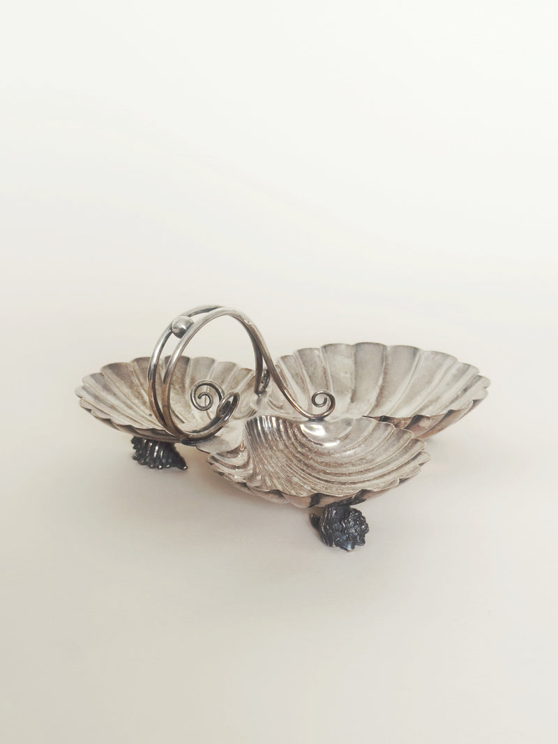 Silver-Plated Trefoil Shell Feet Serving Dish by Aesthete Label | The Oblist — silver finish, decorative design