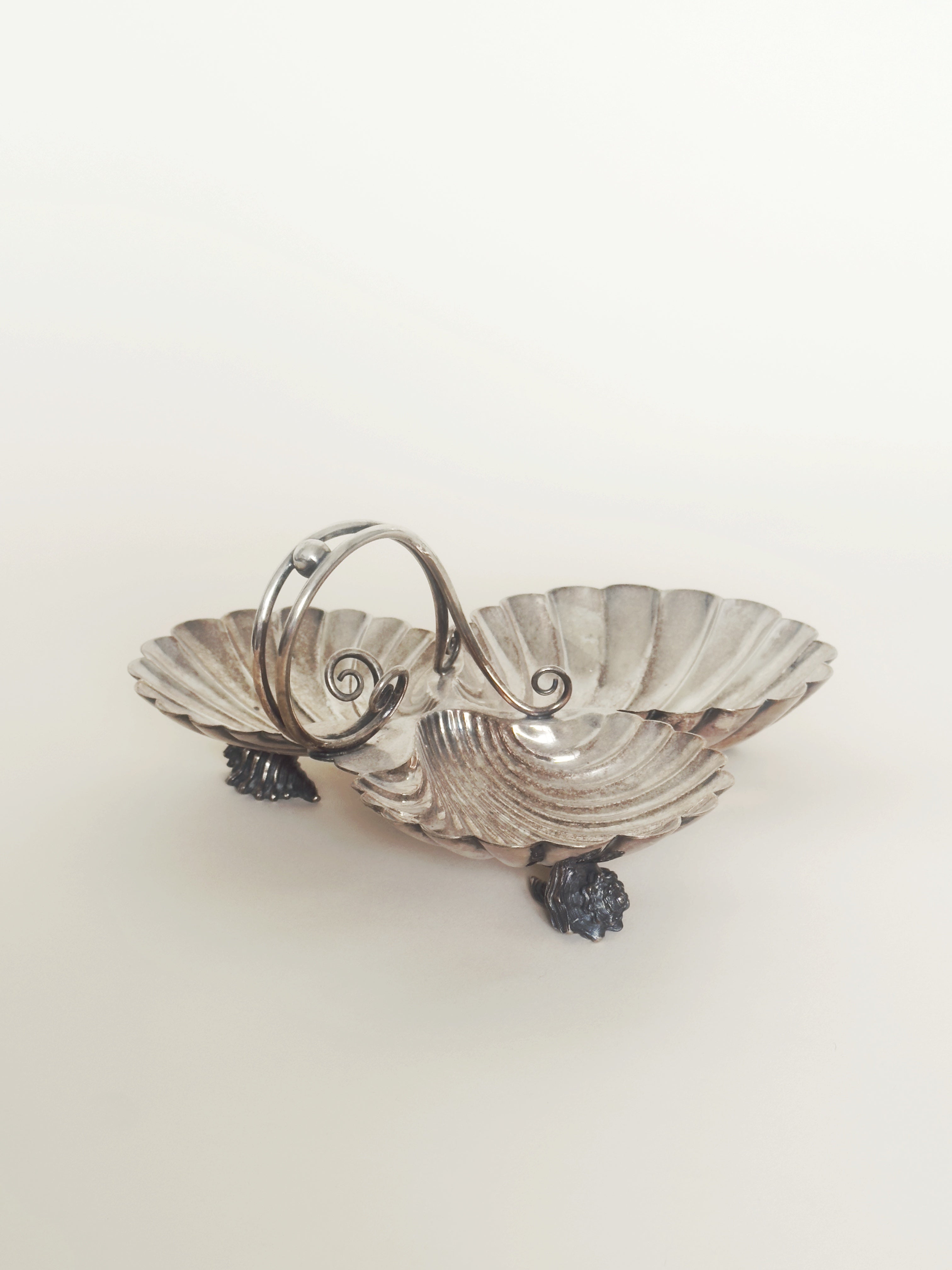 Silver-Plated Trefoil Shell Feet Serving Dish by Aesthete Label | The Oblist — silver finish, decorative design