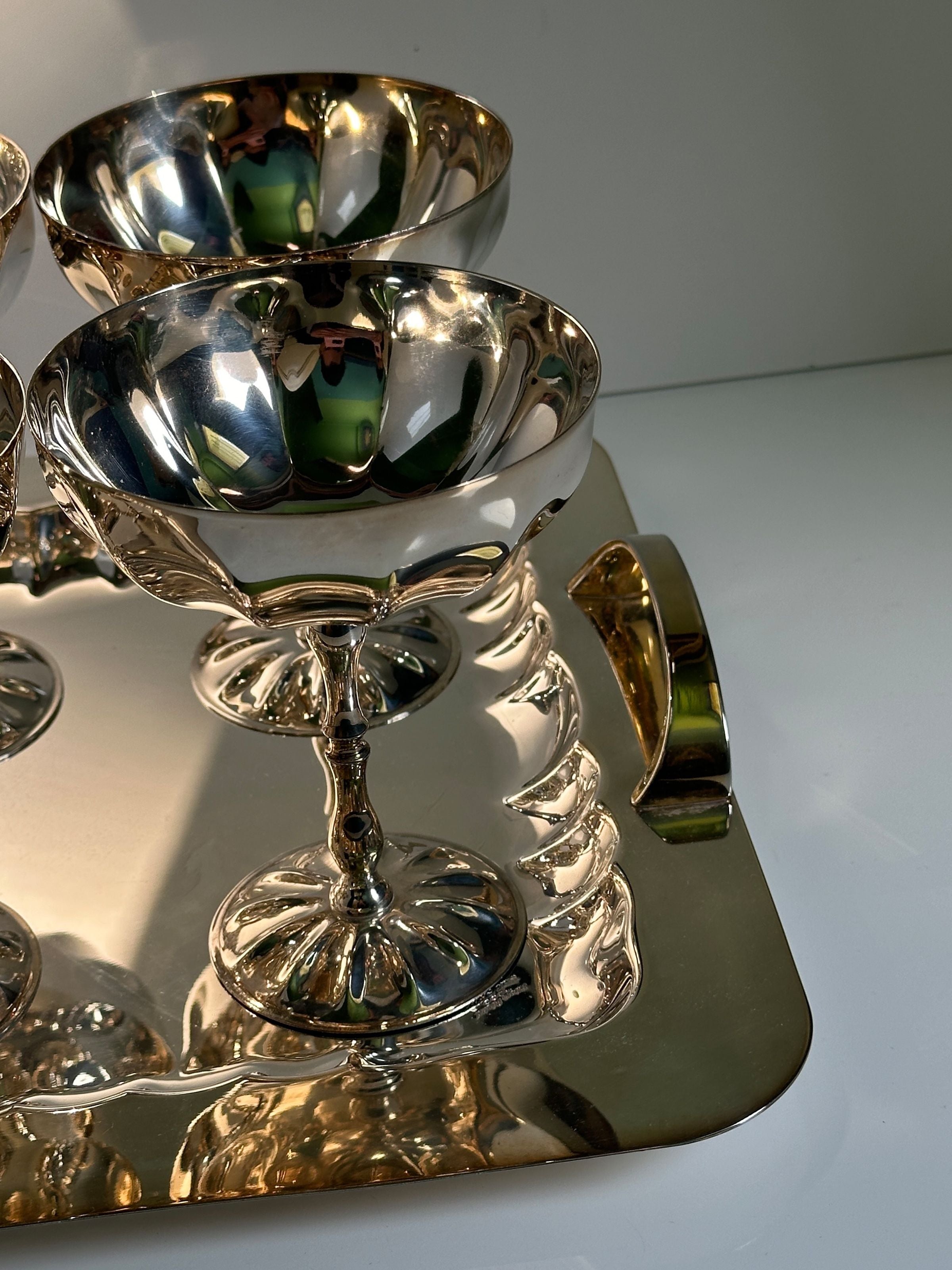Silver-plated Italian Champagne Coupes