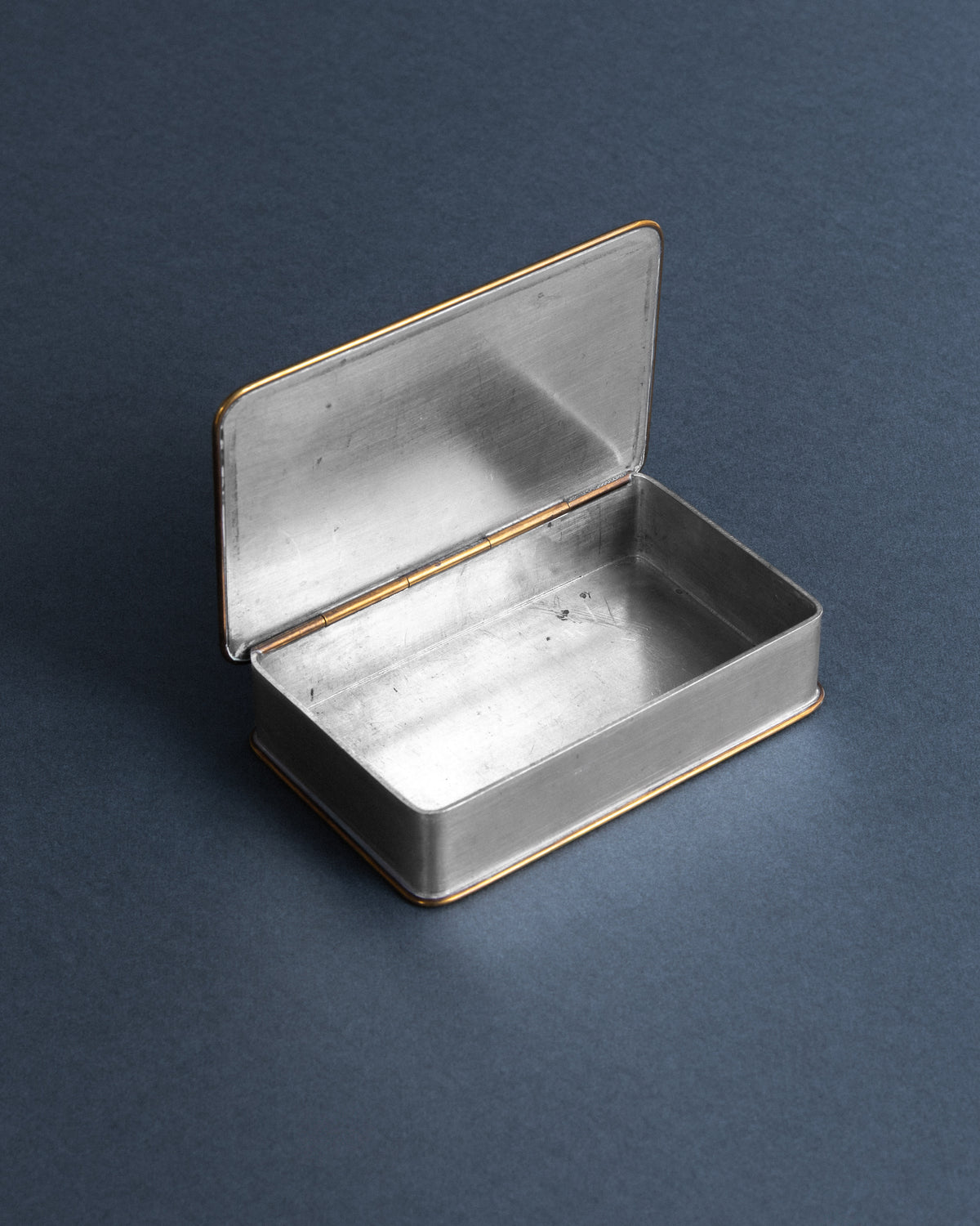 Pewter and Brass Box by Nils Fougstedt for Svenskt Tenn, 1950 — close-up