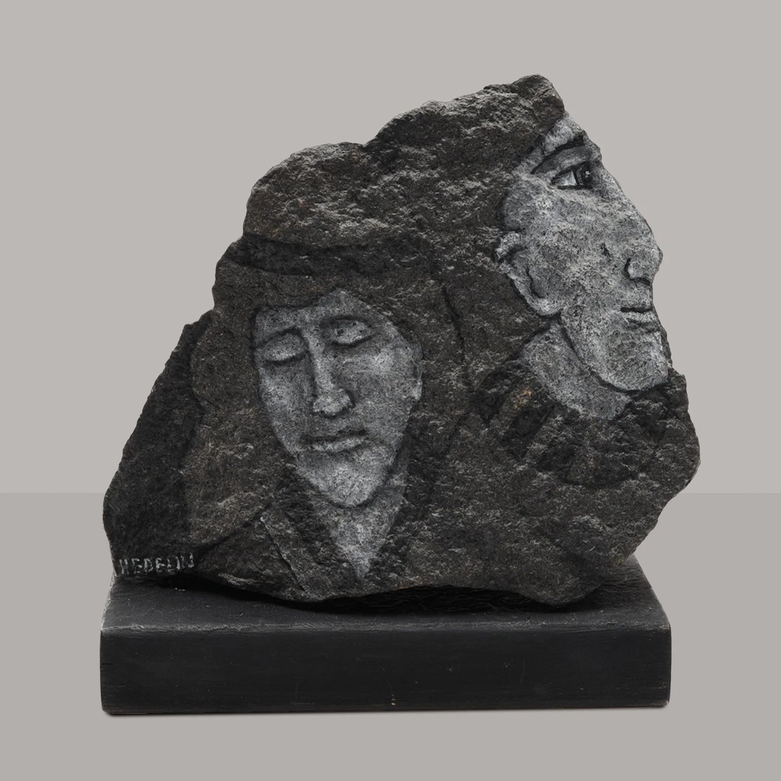 Double sided tempera illustration on stone, by Rita Lillemor Hedelin (B.1946) — detail view