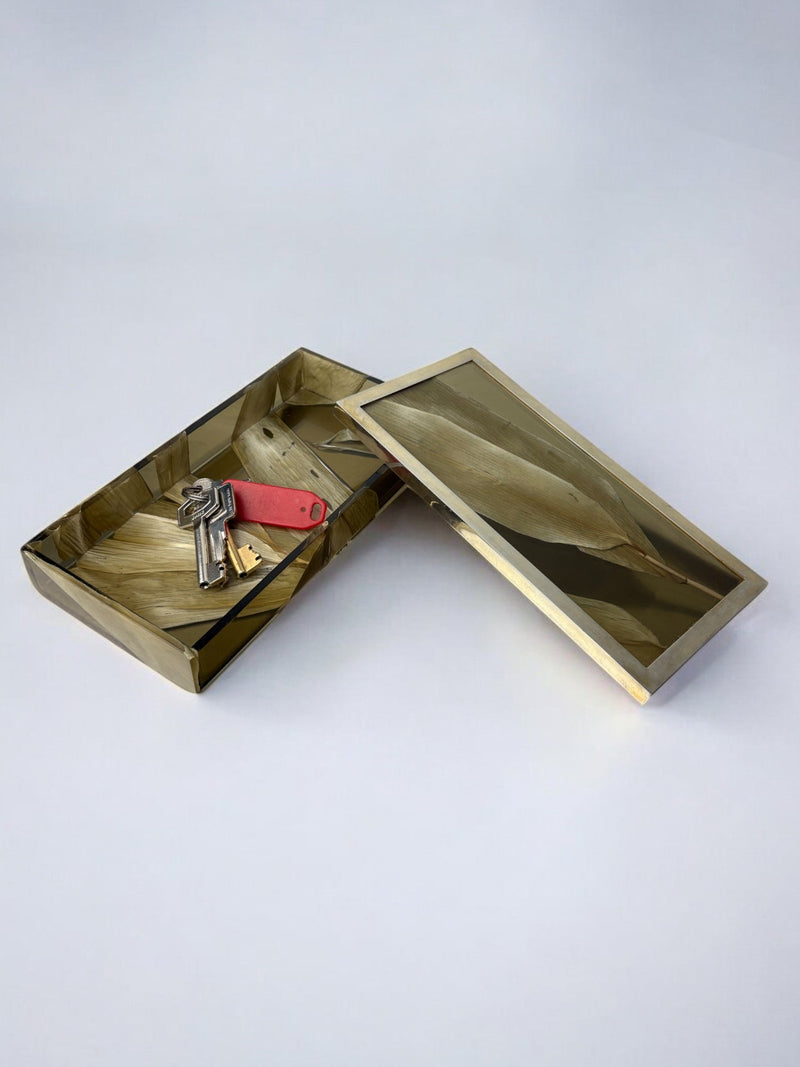 Aldo Tura Style vanity Box in Lucite, 1970's — top view showing interior with keys
