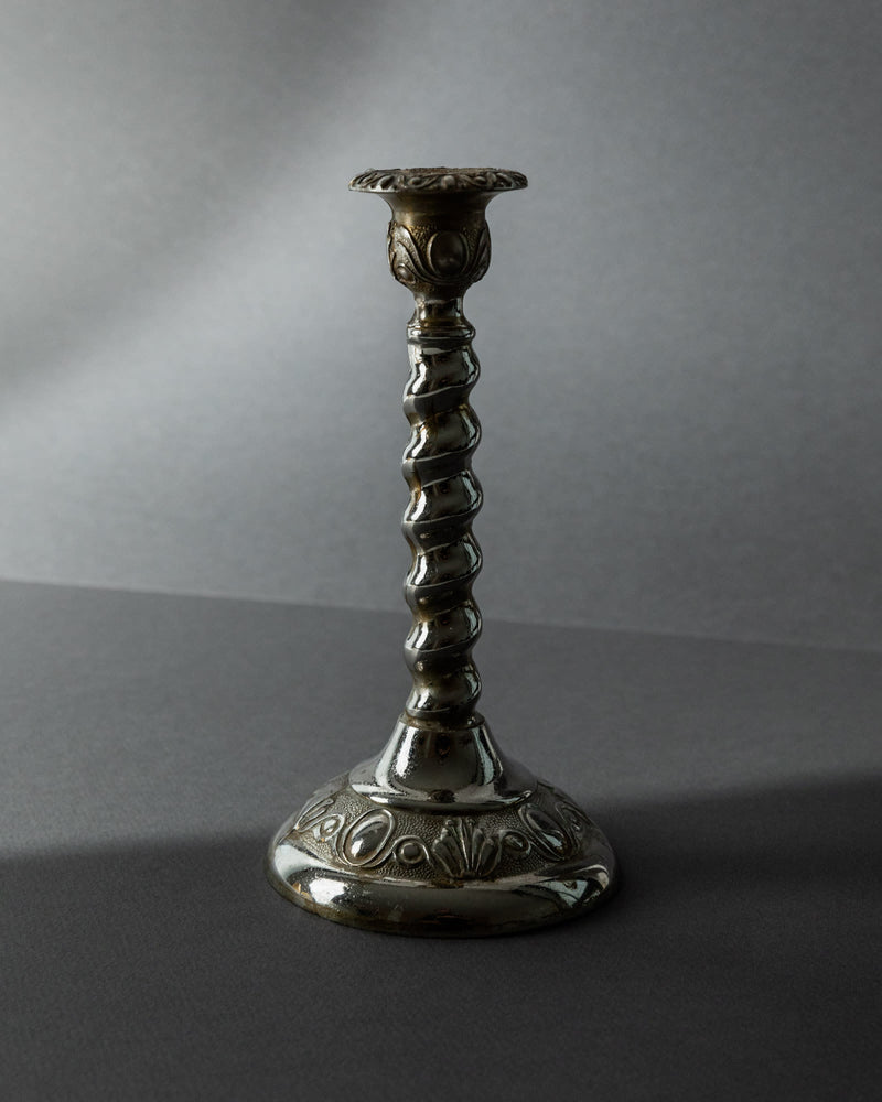 Vintage 1940s Silver Plated Candleholder by Bottega Jacobs | The Oblist — twisted design, silver finish