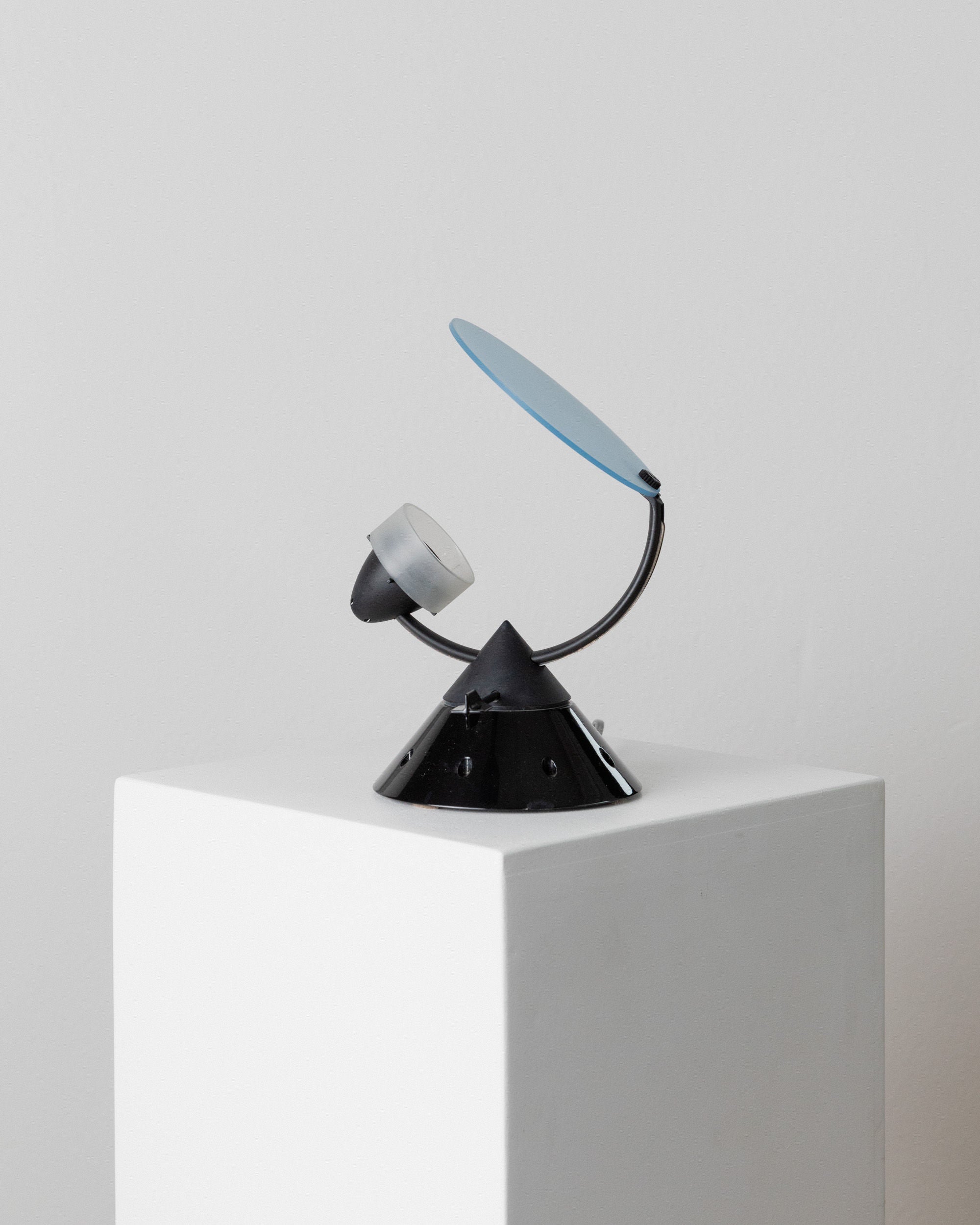 Table Lamp by Lamperti model Sestante, Italy 1980s — back view on white pedestal