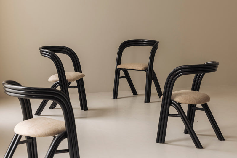 Set of four sculptural dining chairs by Axel Enthoven for Rohé Design, 1980s by Modern Living | The Oblist