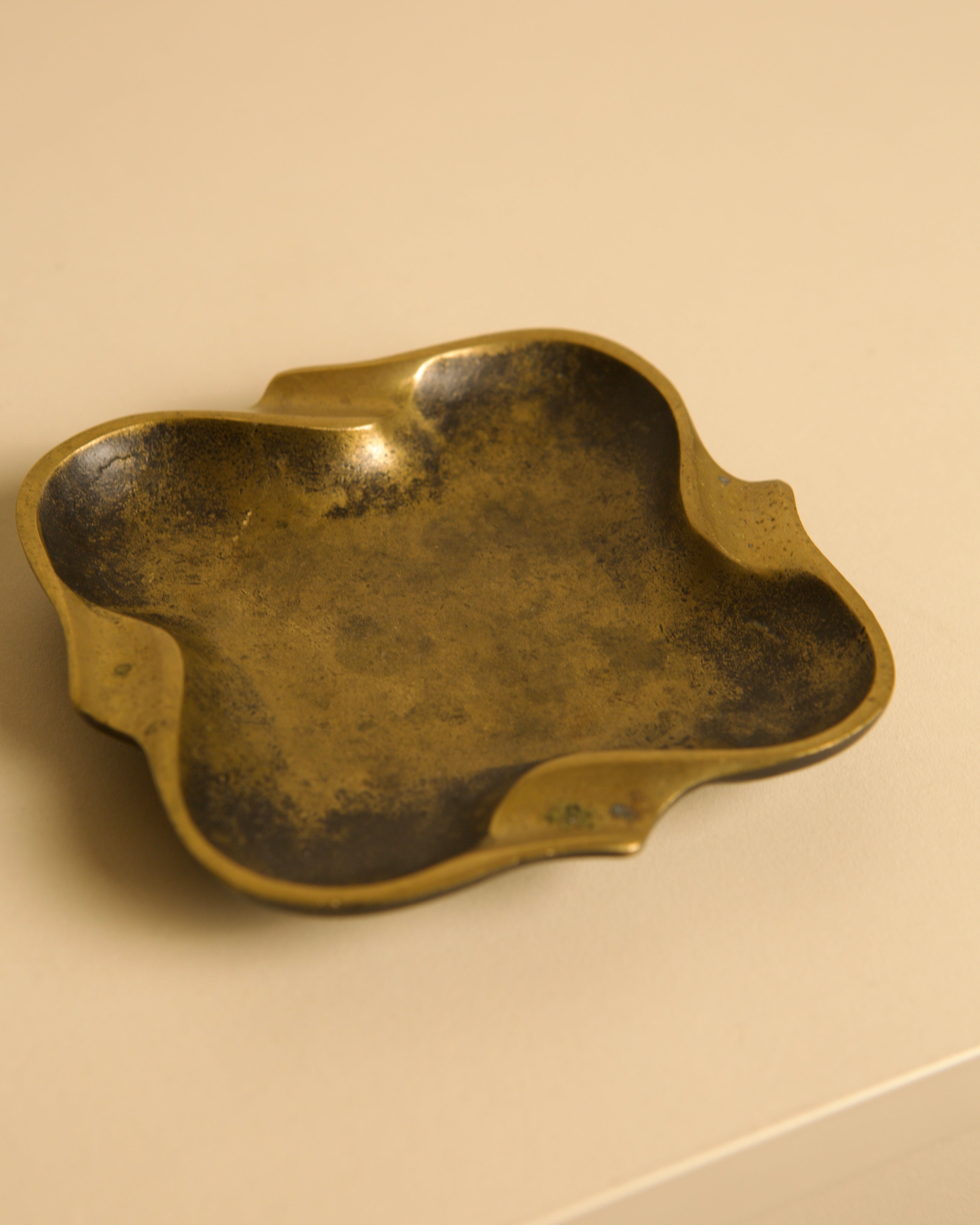 Italian Bronze Ashtray, 1940s — top view on neutral surface