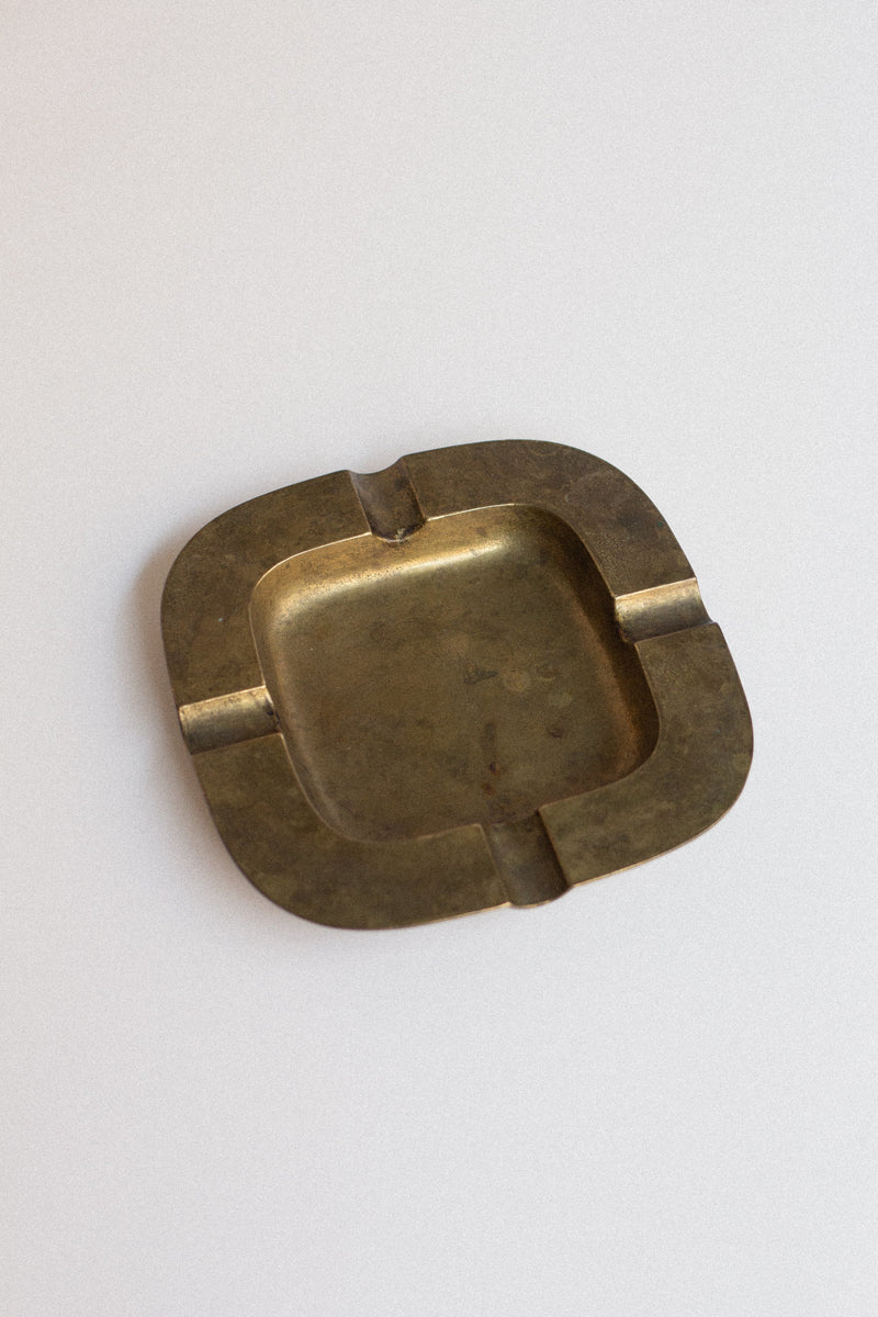Modernist Brass Ashtray — detail view