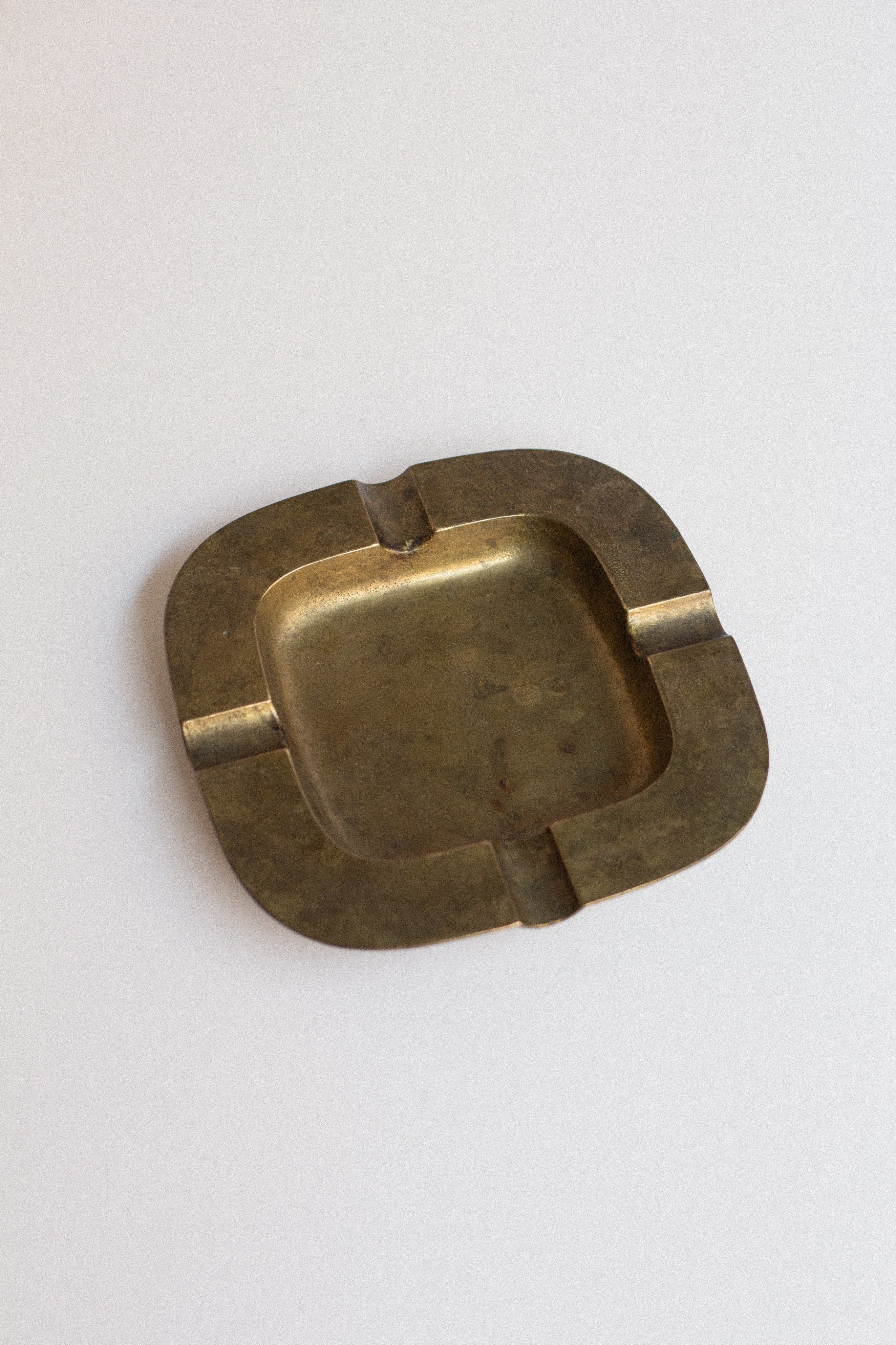 Modernist Brass Ashtray — detail view
