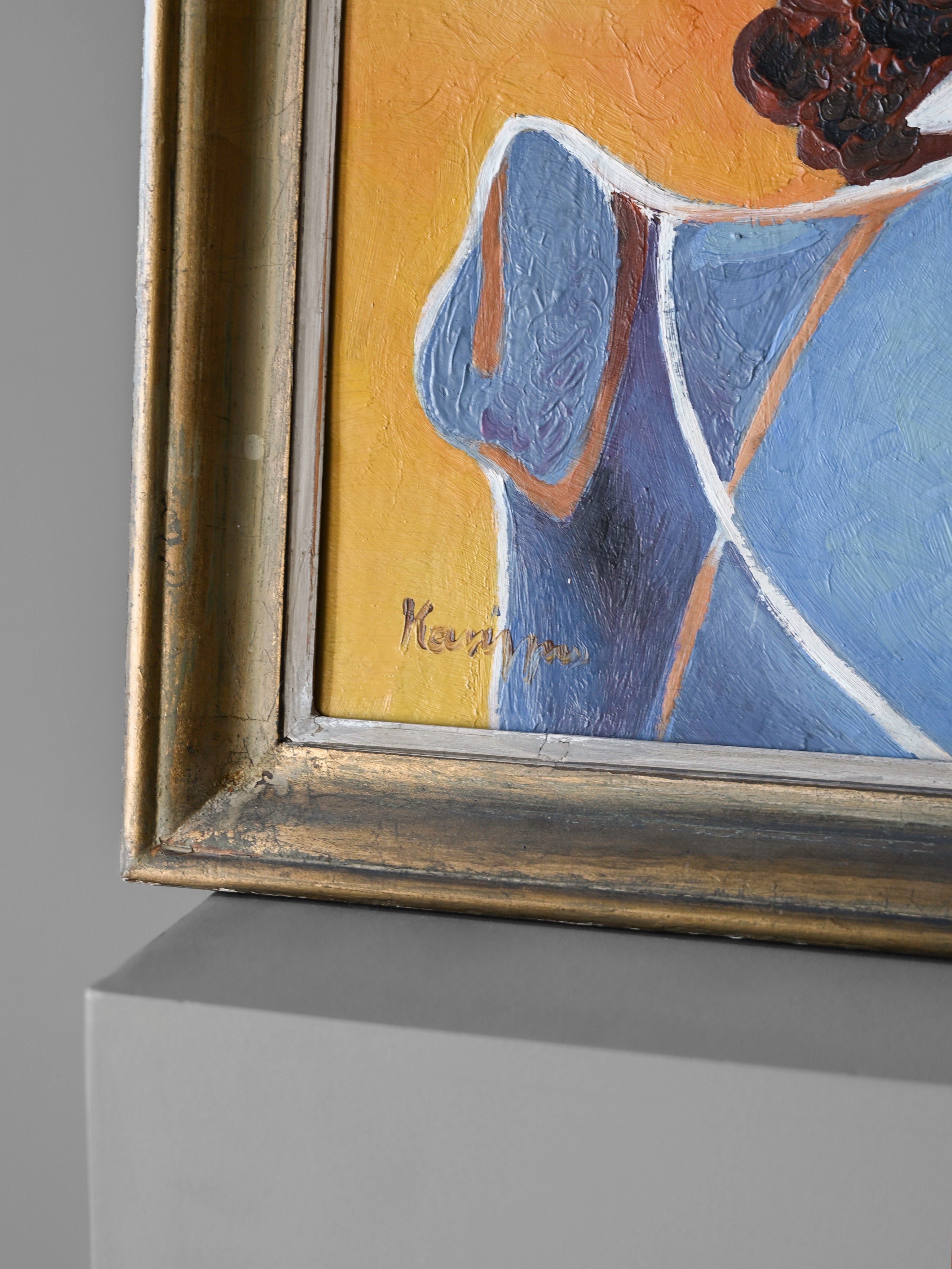 Peinture « Fille en robe bleue impériale » par Orestis Kanellis