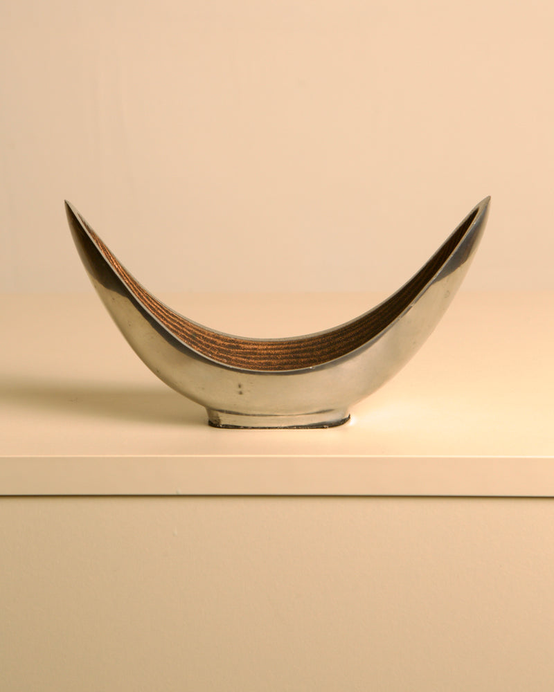 Italian "Croissant" Trinket Tray in cast aluminum by Treaptyque | The Oblist — metallic finish, modern design