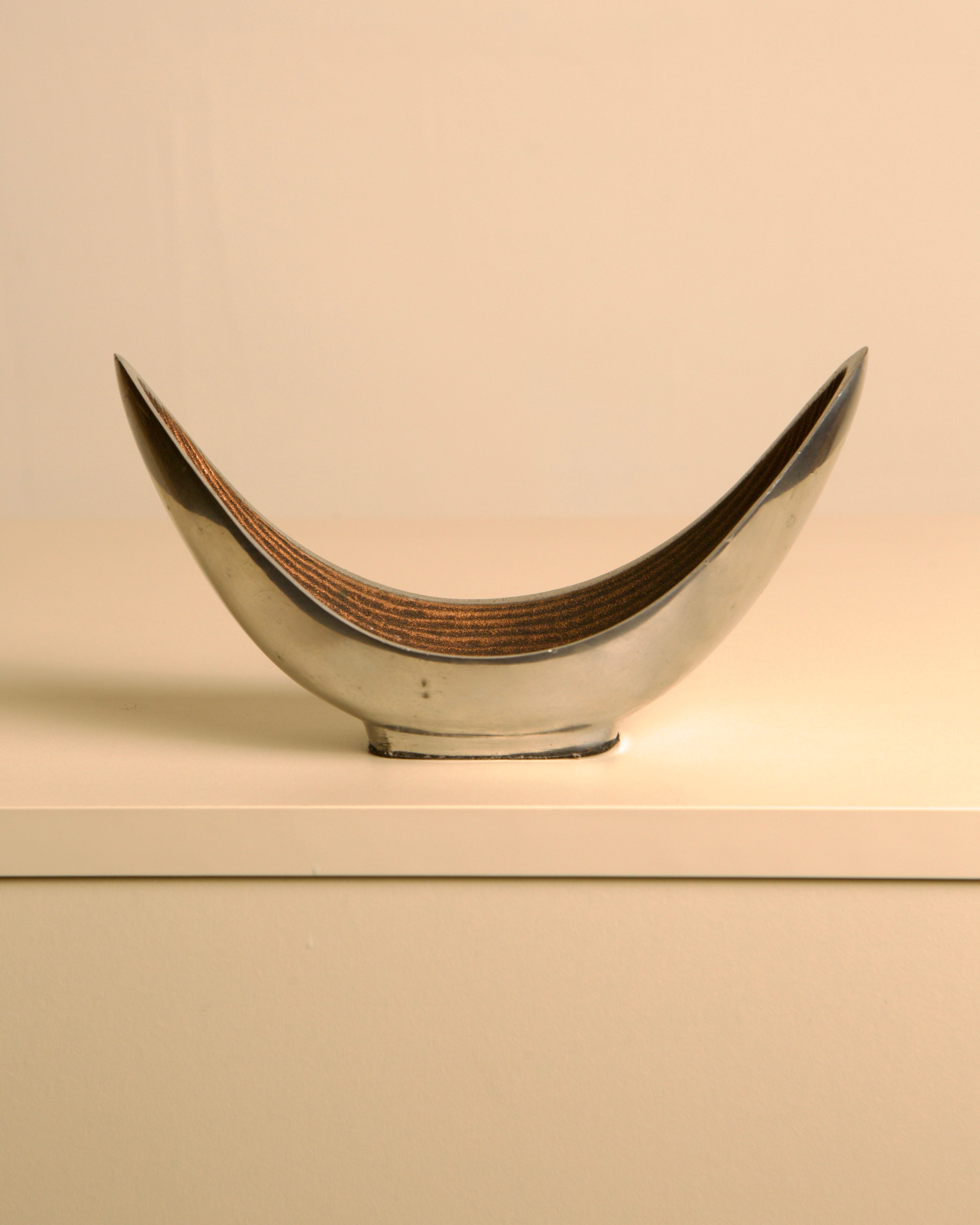 Italian "Croissant" Trinket Tray in cast aluminum by Treaptyque | The Oblist — metallic finish, modern design
