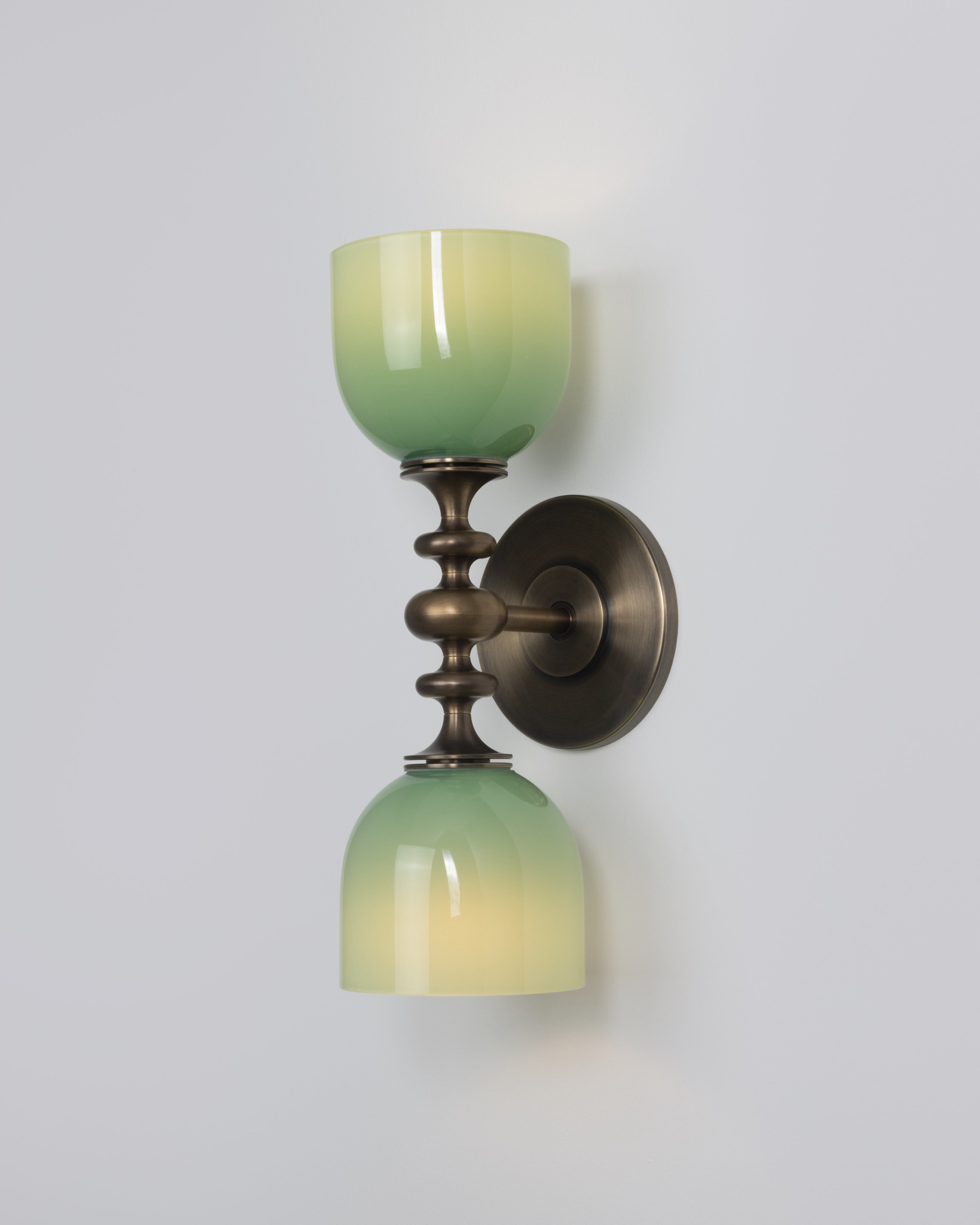 SkLO + AvroKO Marchesa Sconce - White glass, Antique Brass finish — alternate view