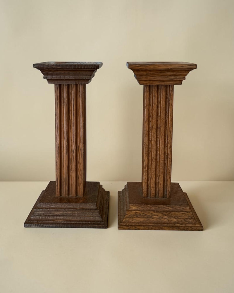 A pair of Dutch Vintage Column Candlesticks — detail view