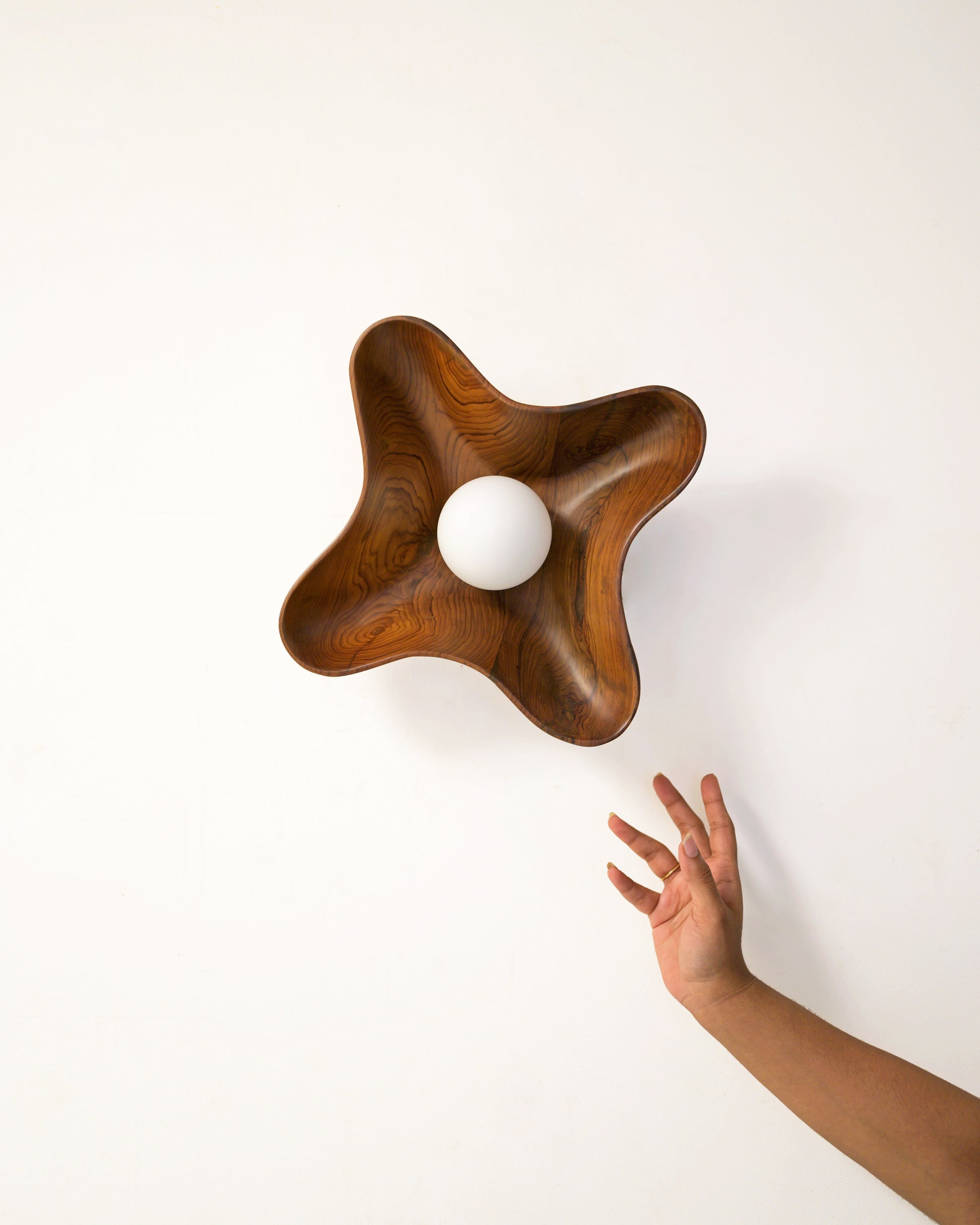 Compass Globe Wall Light by Studio Indigene | The Oblist — handcrafted wood design