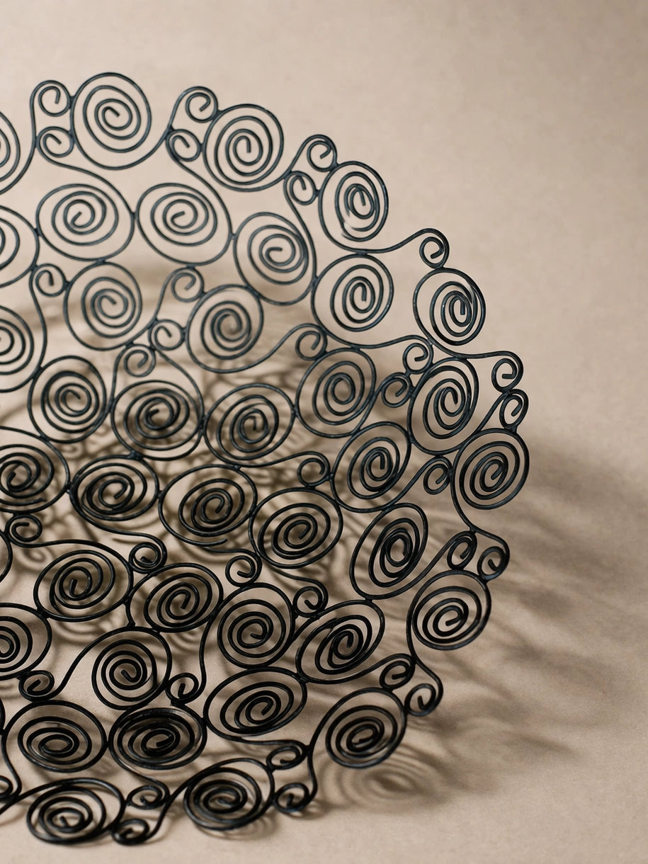 1990s French Vintage Wire Sculpture Fruit Bowl — detail view