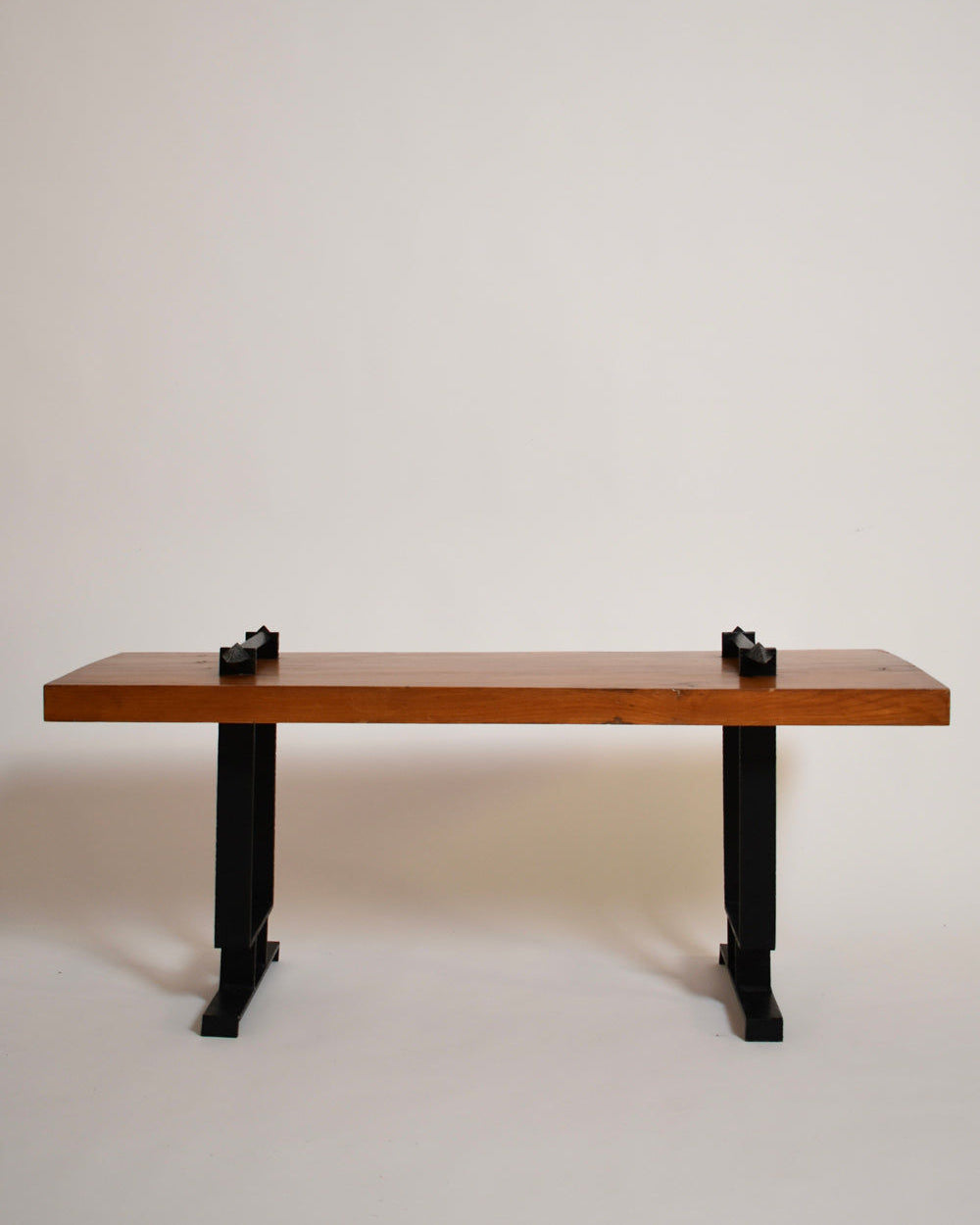 Wrought Iron and Natural Wood Coffee Table, 1950s — detail view