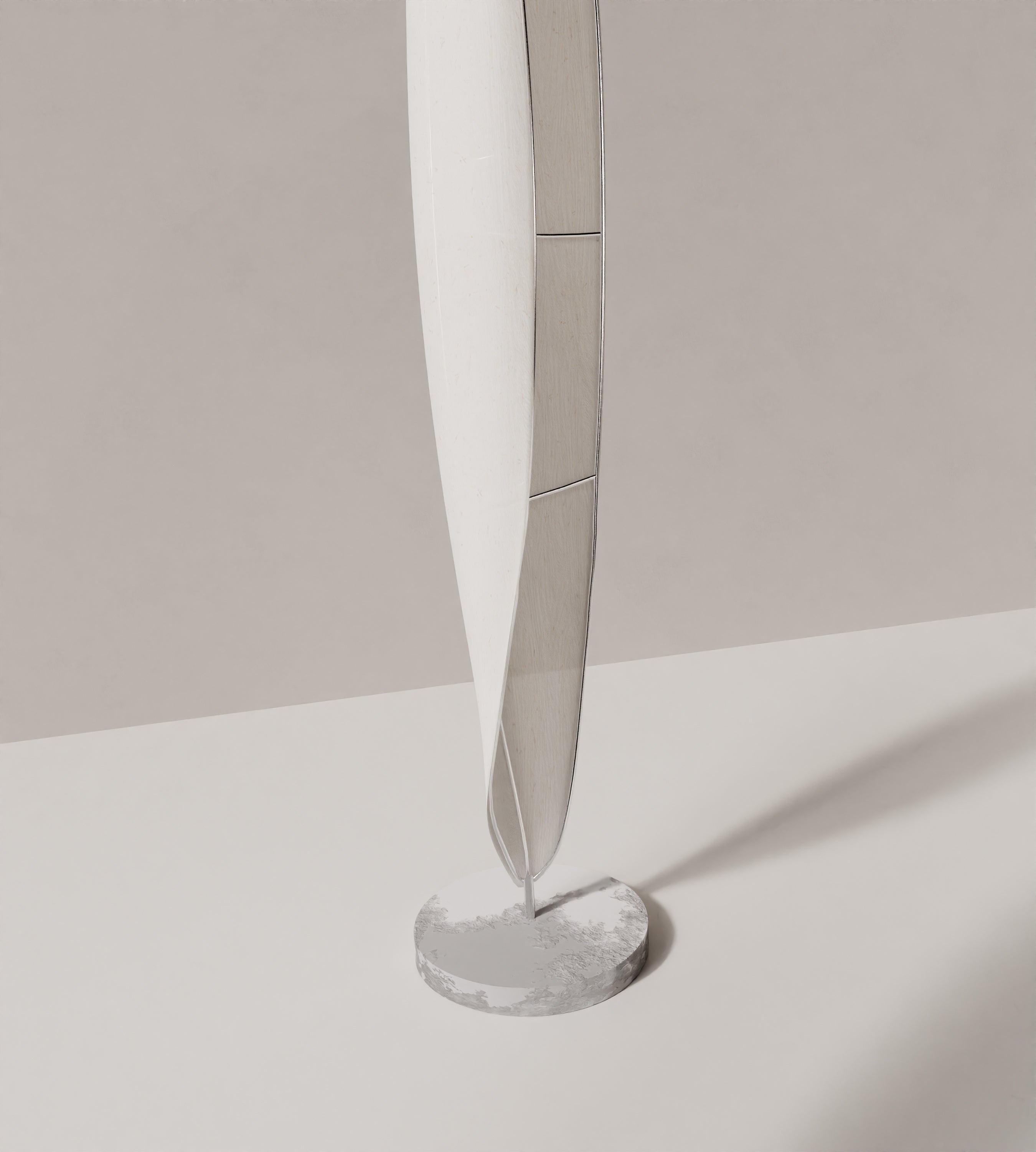 “Plume” Floor Lamp — close-up of textured white shade and marble base
