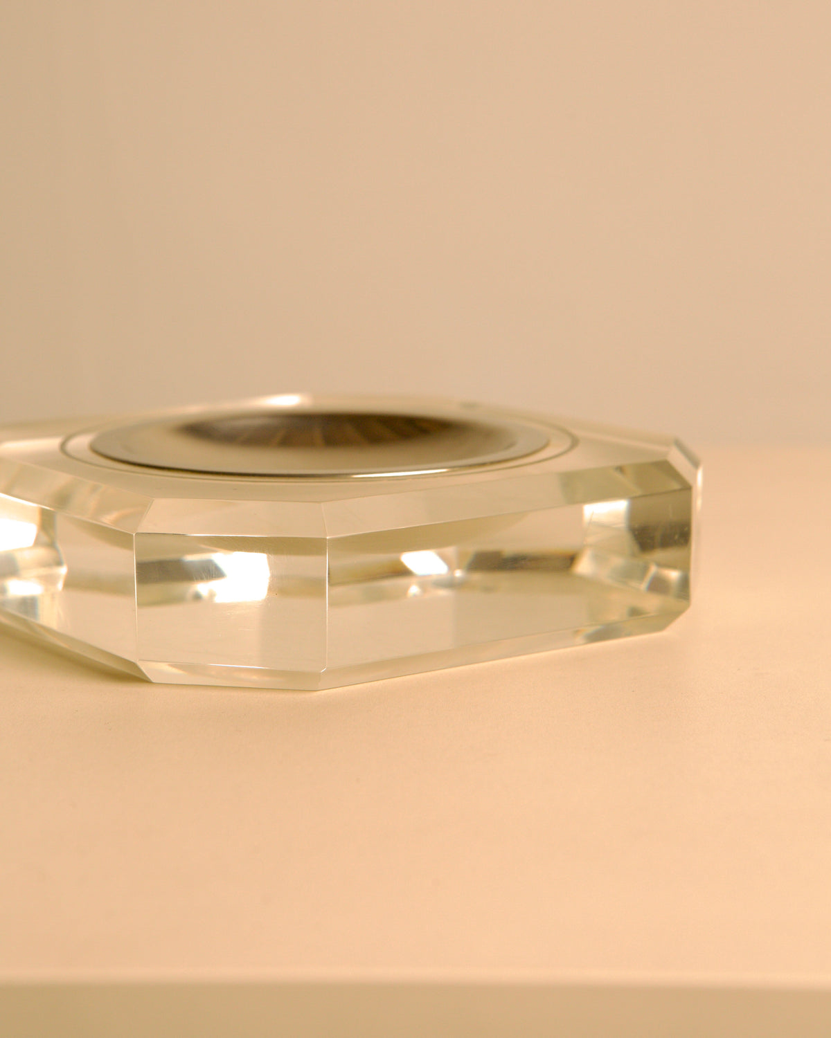 Italian octagonal metal and Lucite catch-all, 1970s — alternate view