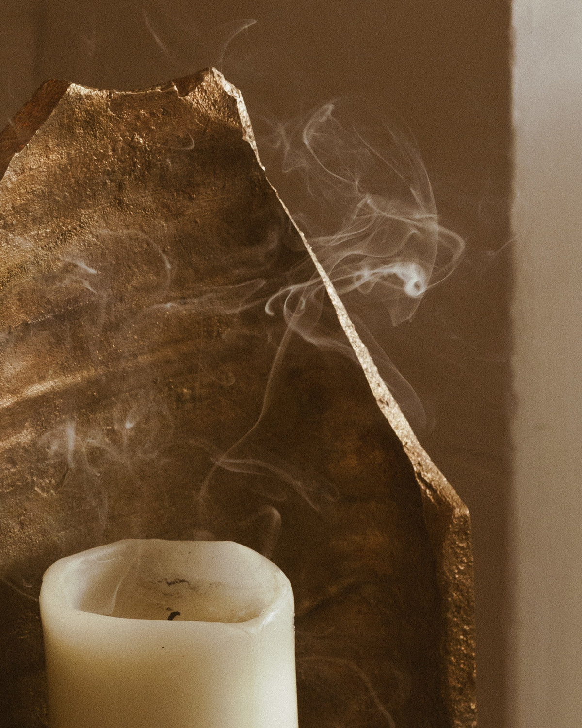 Solid Bronze Candle Holder — lifestyle setting