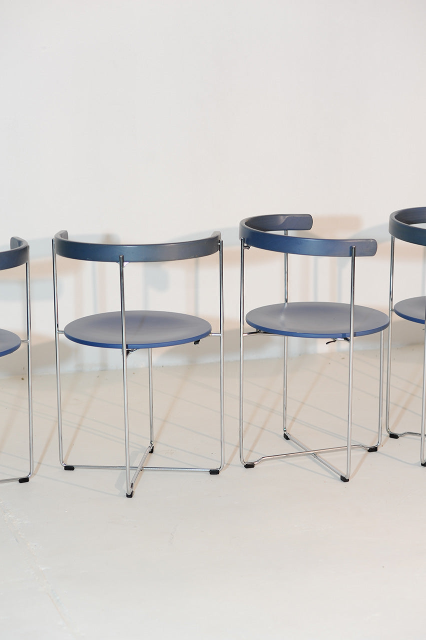 Set of 6 Blue Soley Chairs Valdimar Harðarson for Kusch & Co, 1980s