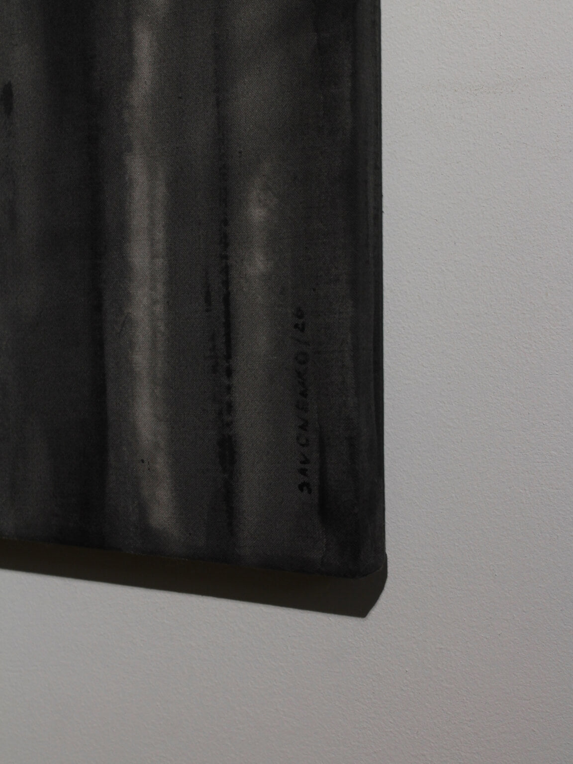 Vertical Organic Lines In Black And White By Karina Savonenko, 120x120cm — close-up