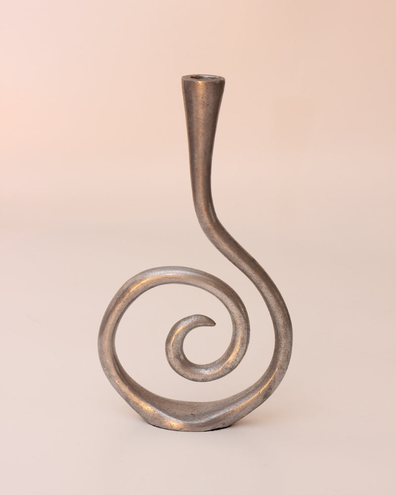Candelabros Estaño — close-up of handcrafted silver candle holder