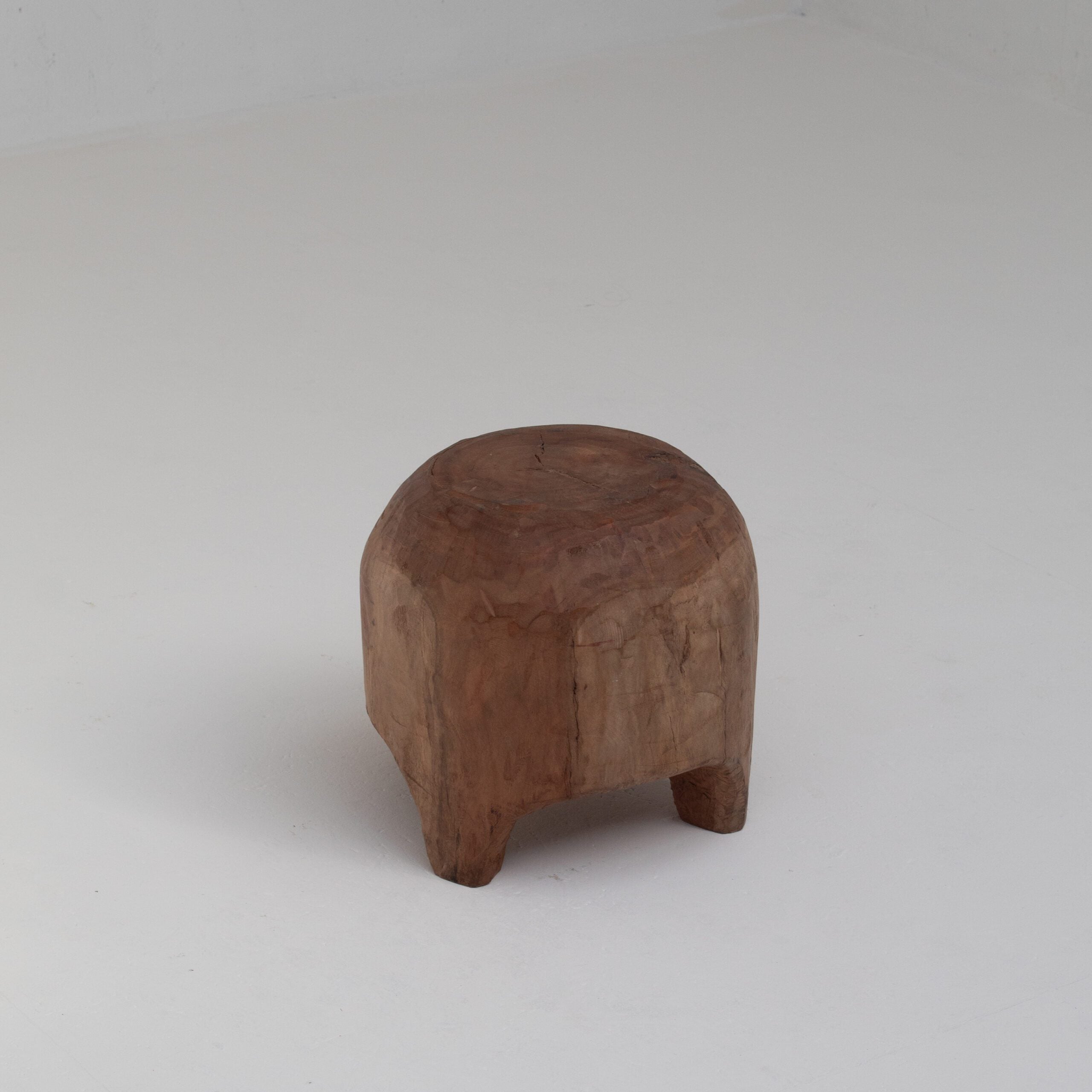 Sculptural Solid Wood Stool in Warm Natural Patina — additional view