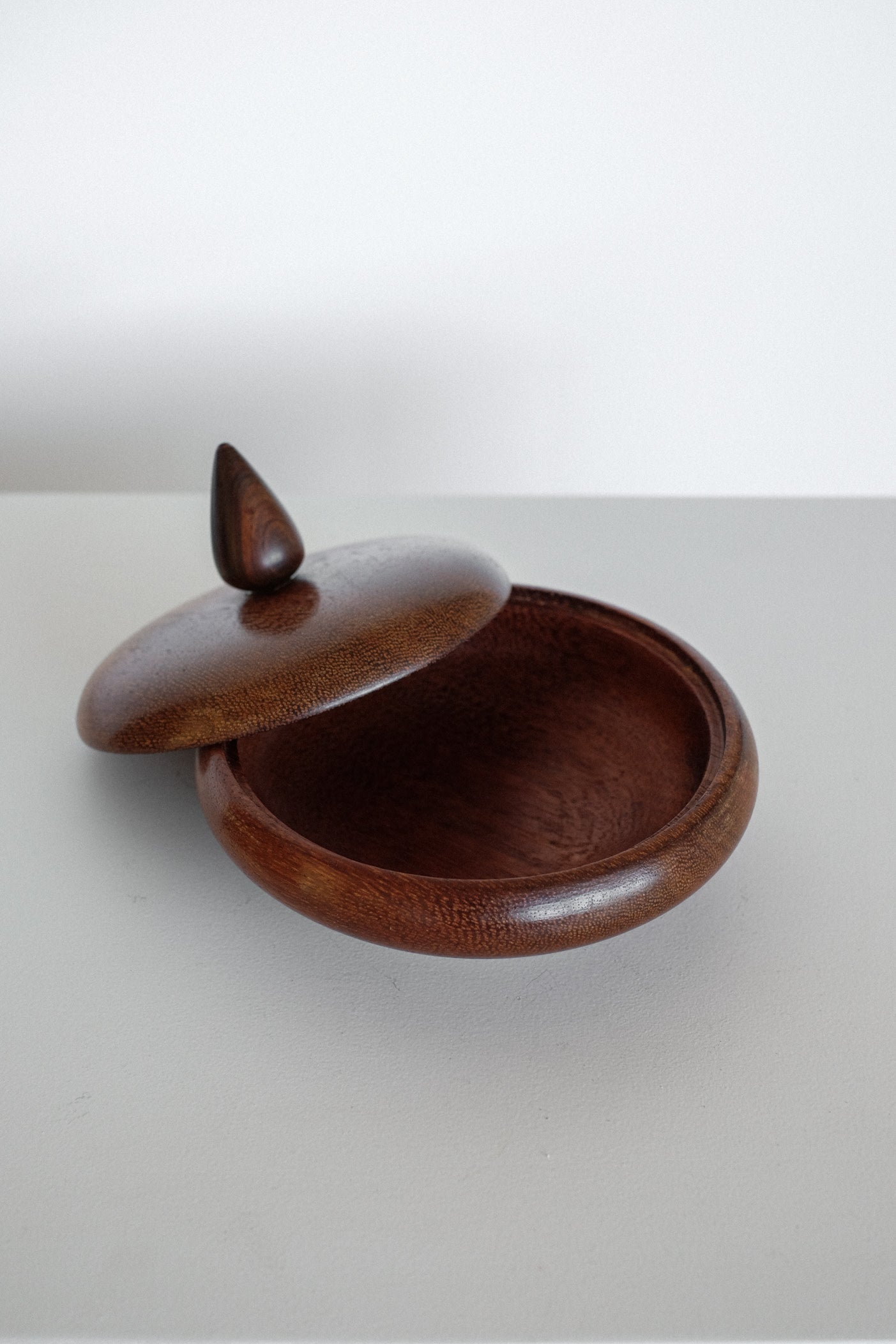 Handcrafted Wooden Lidded Bowl — detail view