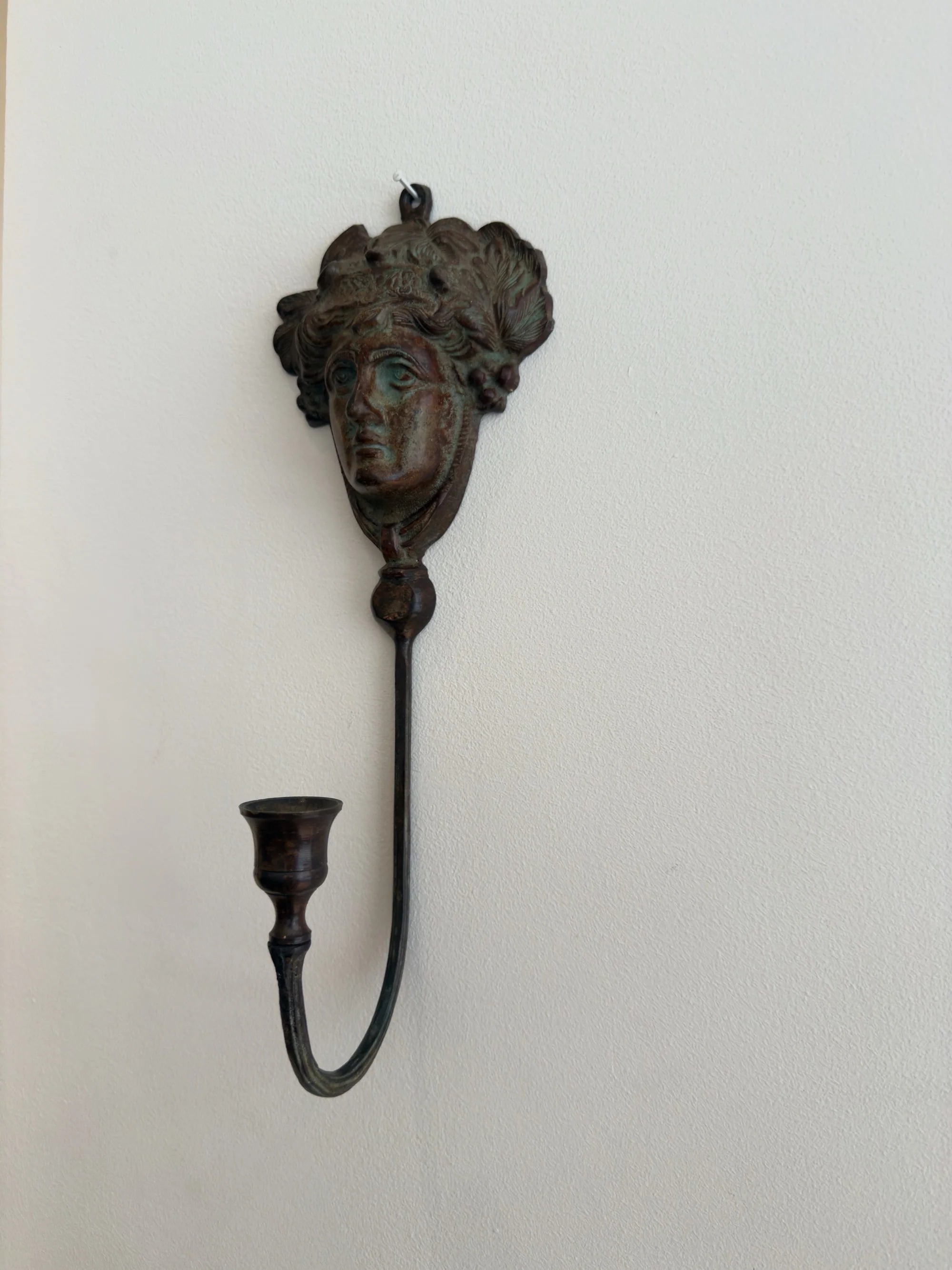 Neoclassical Bronze Candle Sconce — top view of wall-mounted design