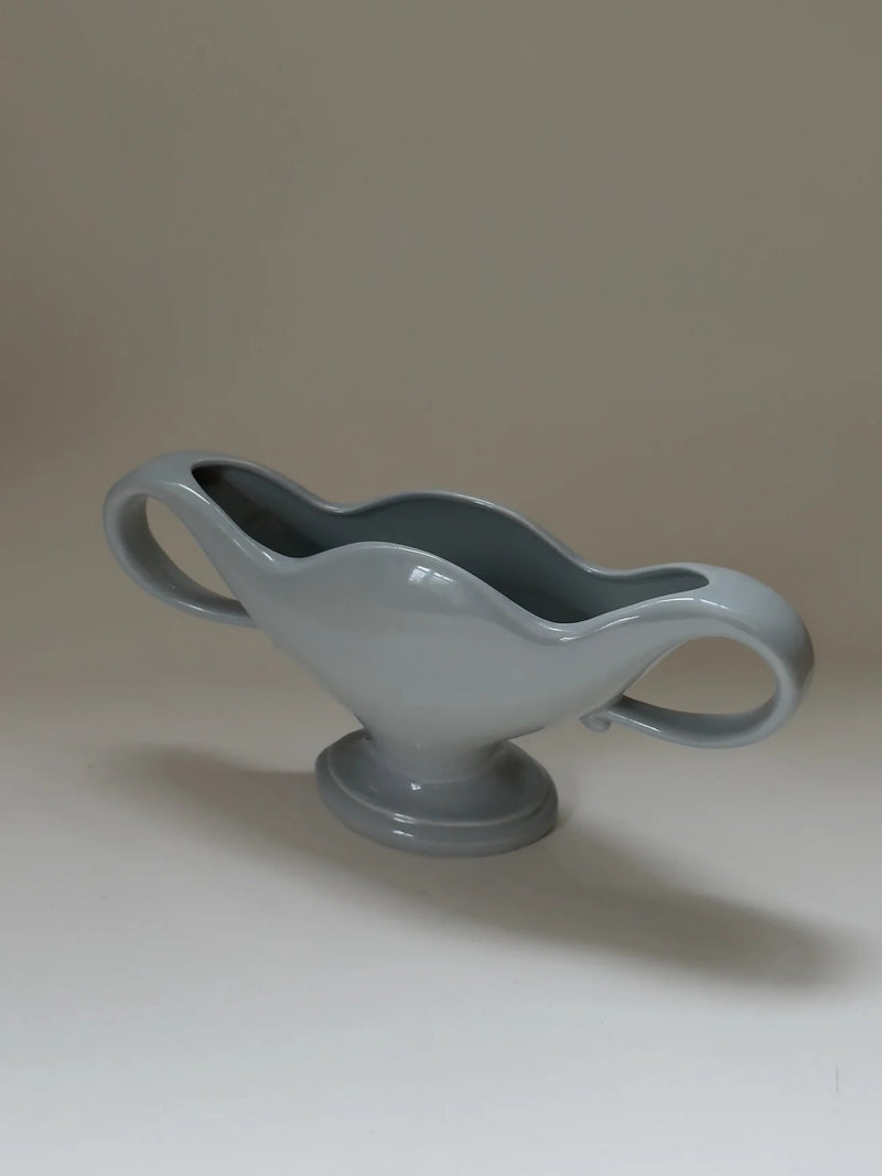 Fulham Pottery Mantle Vase in Powder Blue, 1930s — angled view highlighting smooth ceramic finish
