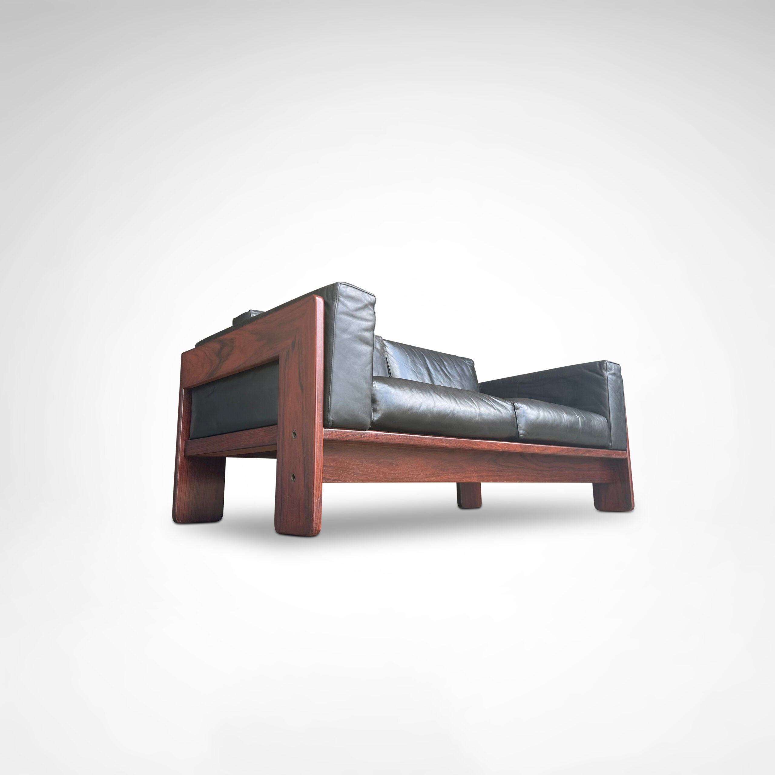 Bastiano 2-Seater Rosewood and Leather Sofa by Afra & Tobia Scarpa for Knoll International, 1980s — alternate view