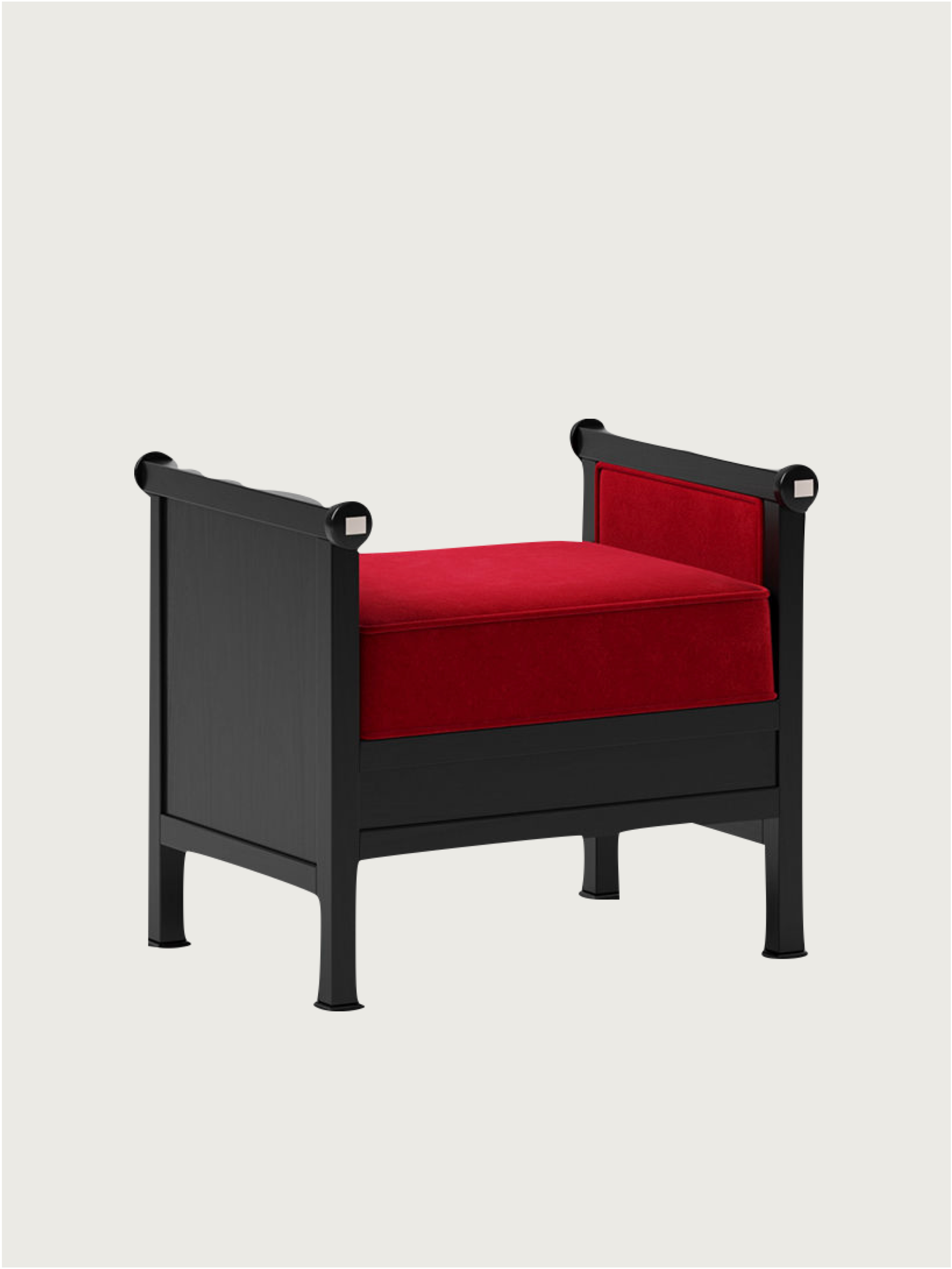 Keys Stool by Lemon | The Oblist — black wood, red upholstery