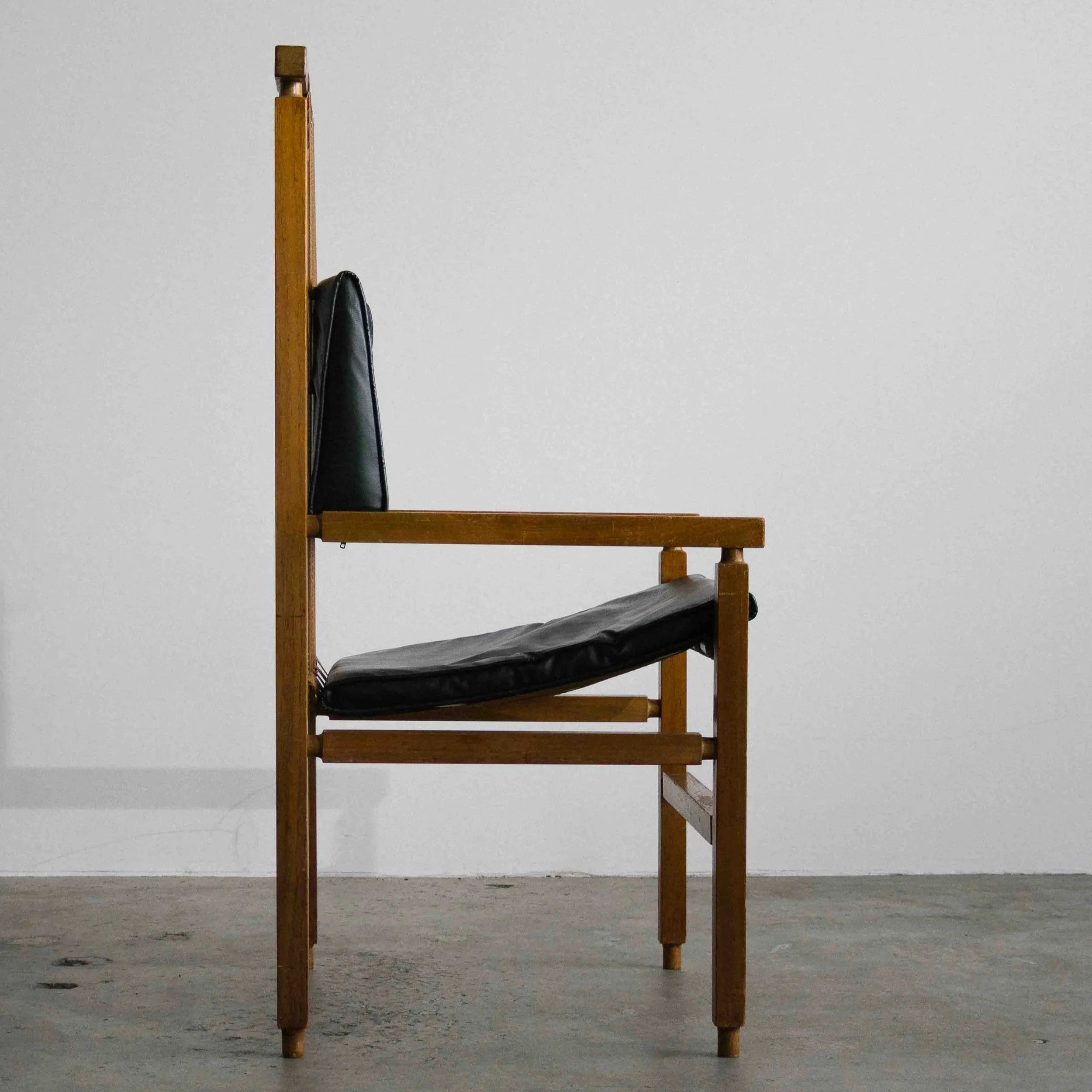 Architects Lounge Chair in Leather and Pine — side angle