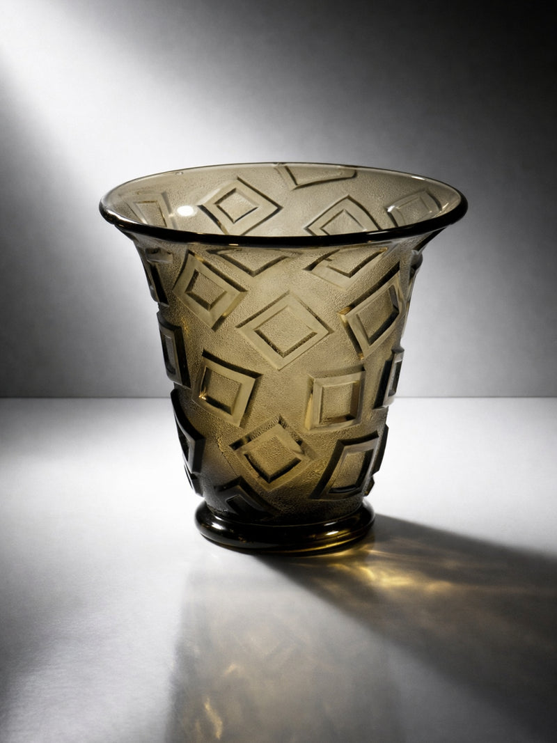 Bohemian Vase by Libochovice - 1930s Expressionism by Dodo Vintage | The Oblist — handcrafted glass, amber color